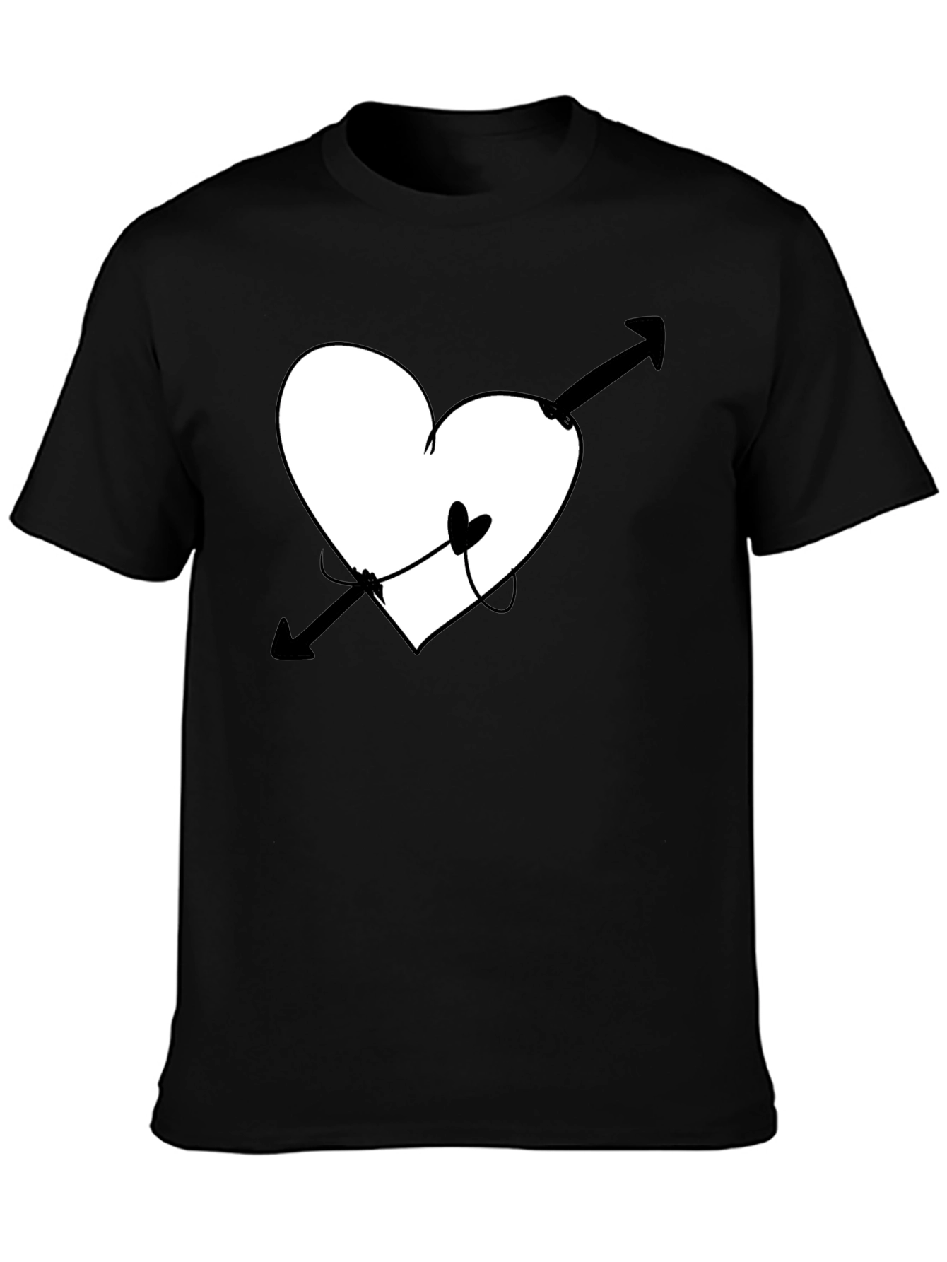 Black Heart Arrow Graphic Tee - Unisex Black T-Shirt view 3