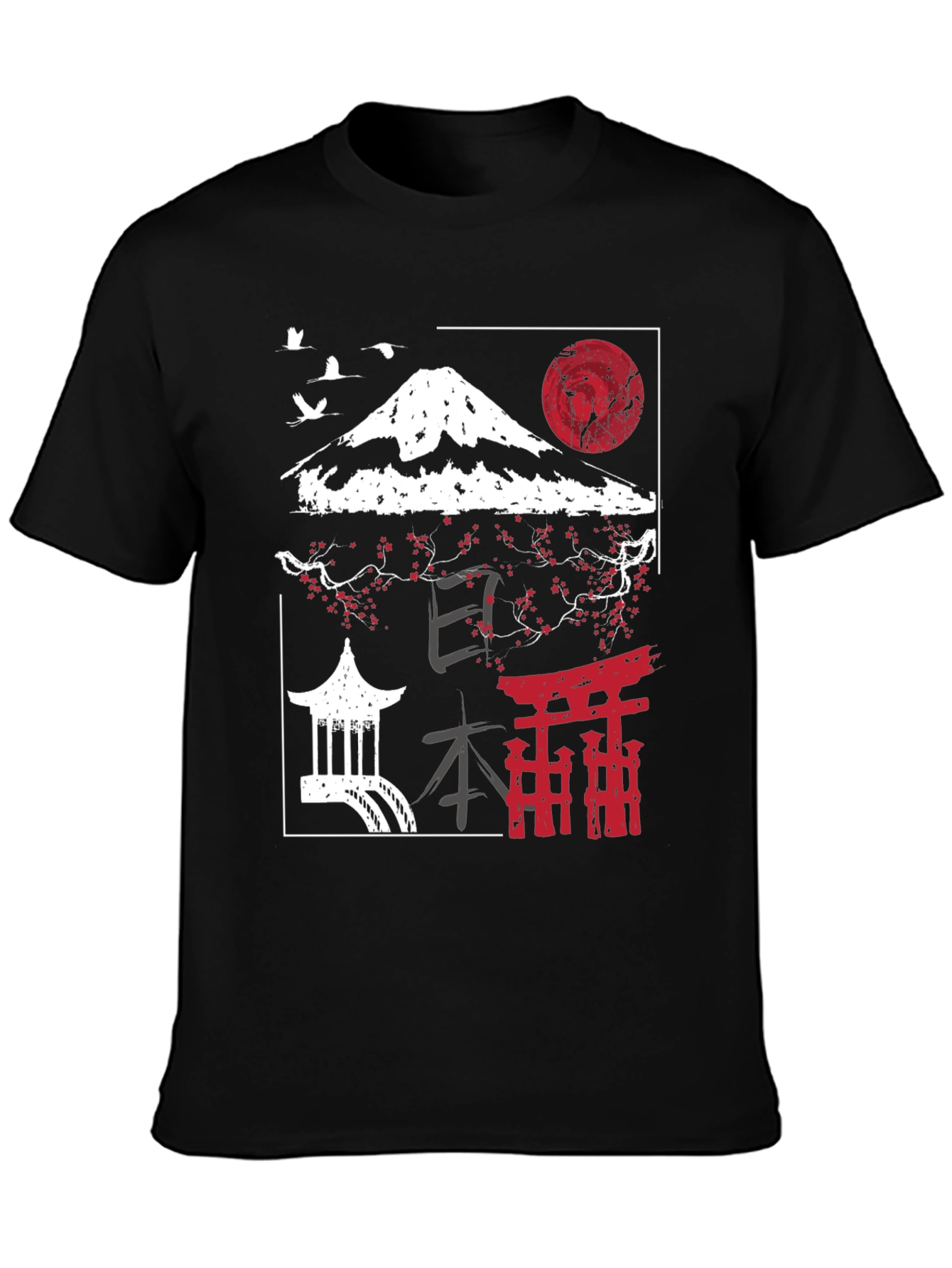 Black Japanese Landscape Graphic Tee view 3