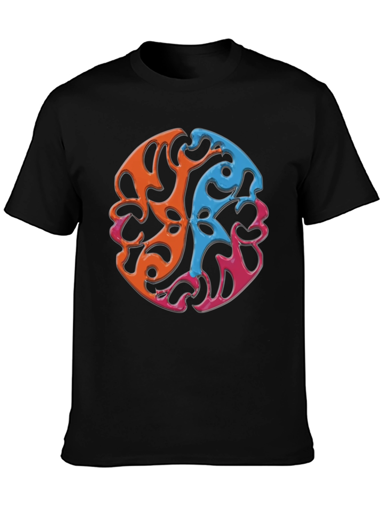 Black Abstract Swirl Graphic Tee - Casual Comfort view 3