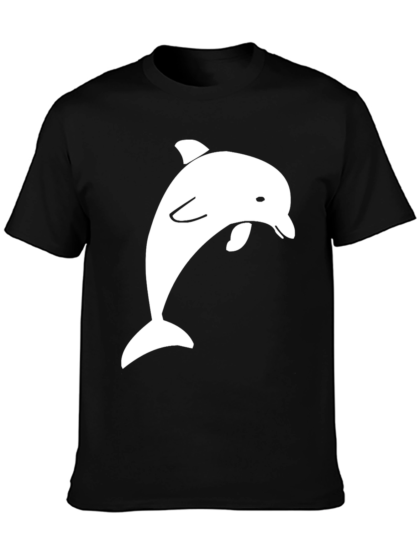 Black Cool Dolphin Graphic Black Tee - Men's Casual view 3