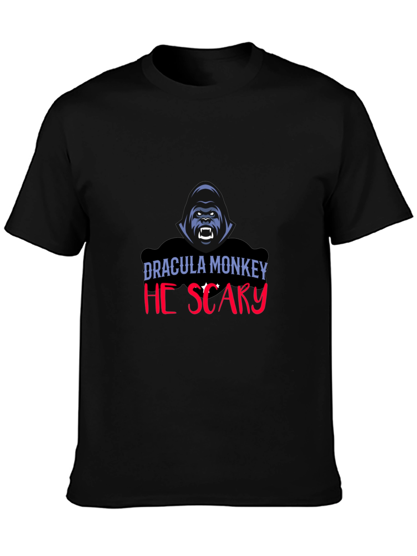 Black Dracula Monkey He Scary Graphic T-Shirt view 3