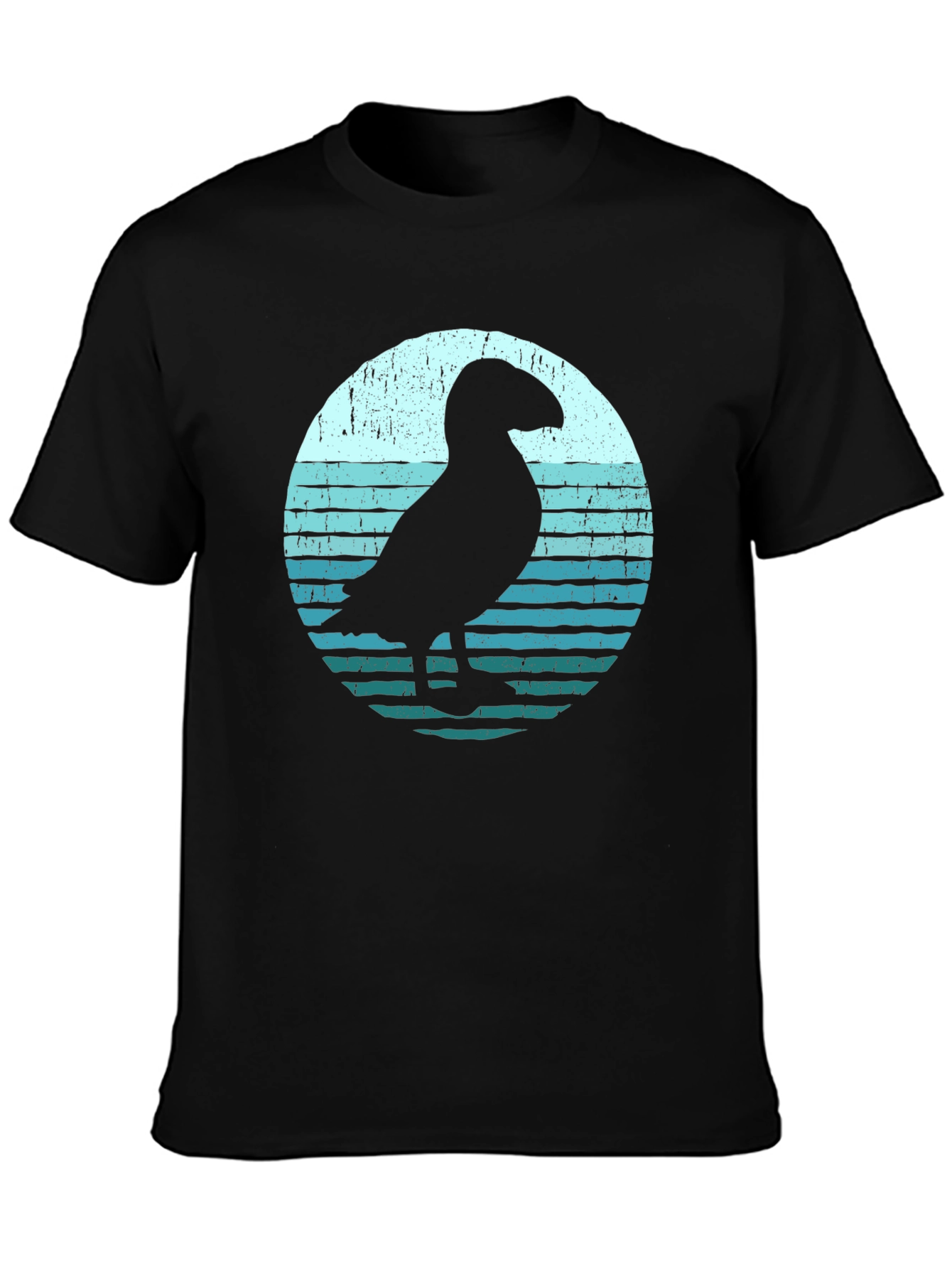 Black Puffin Silhouette Graphic Tee - Black view 3