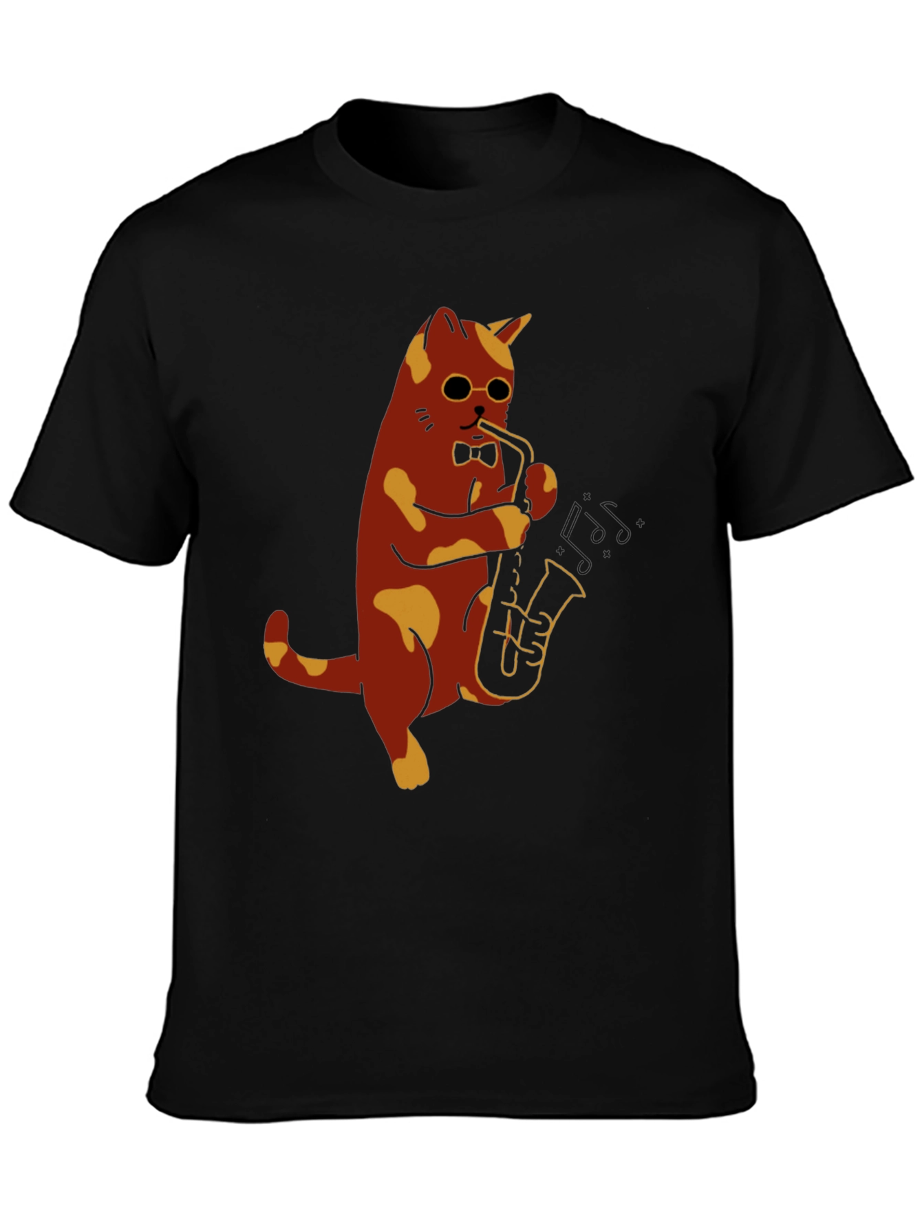 Black Cat Saxophone Player Graphic T-Shirt view 3