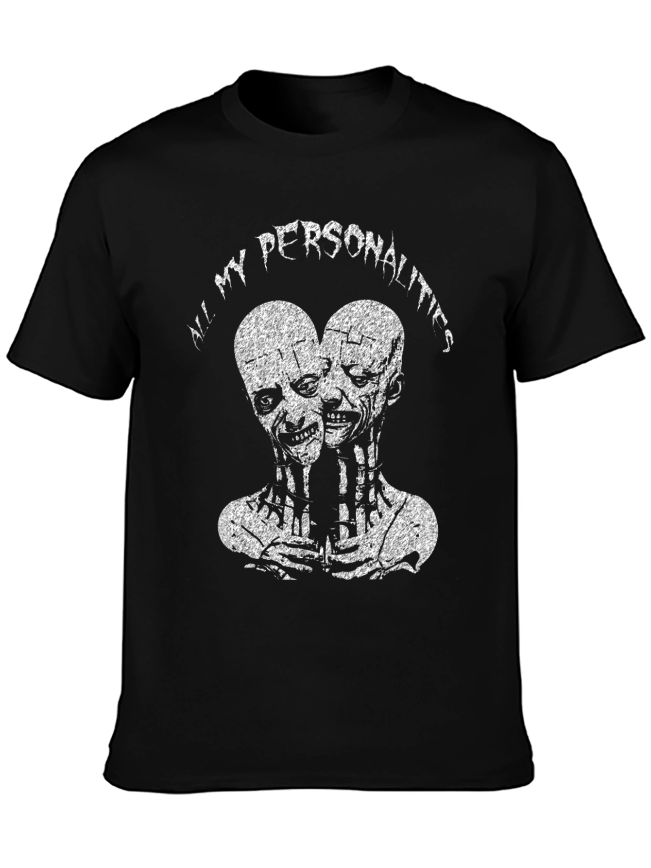 Black All My Personalities Graphic Tee - Black Cotton T-Shirt view 3