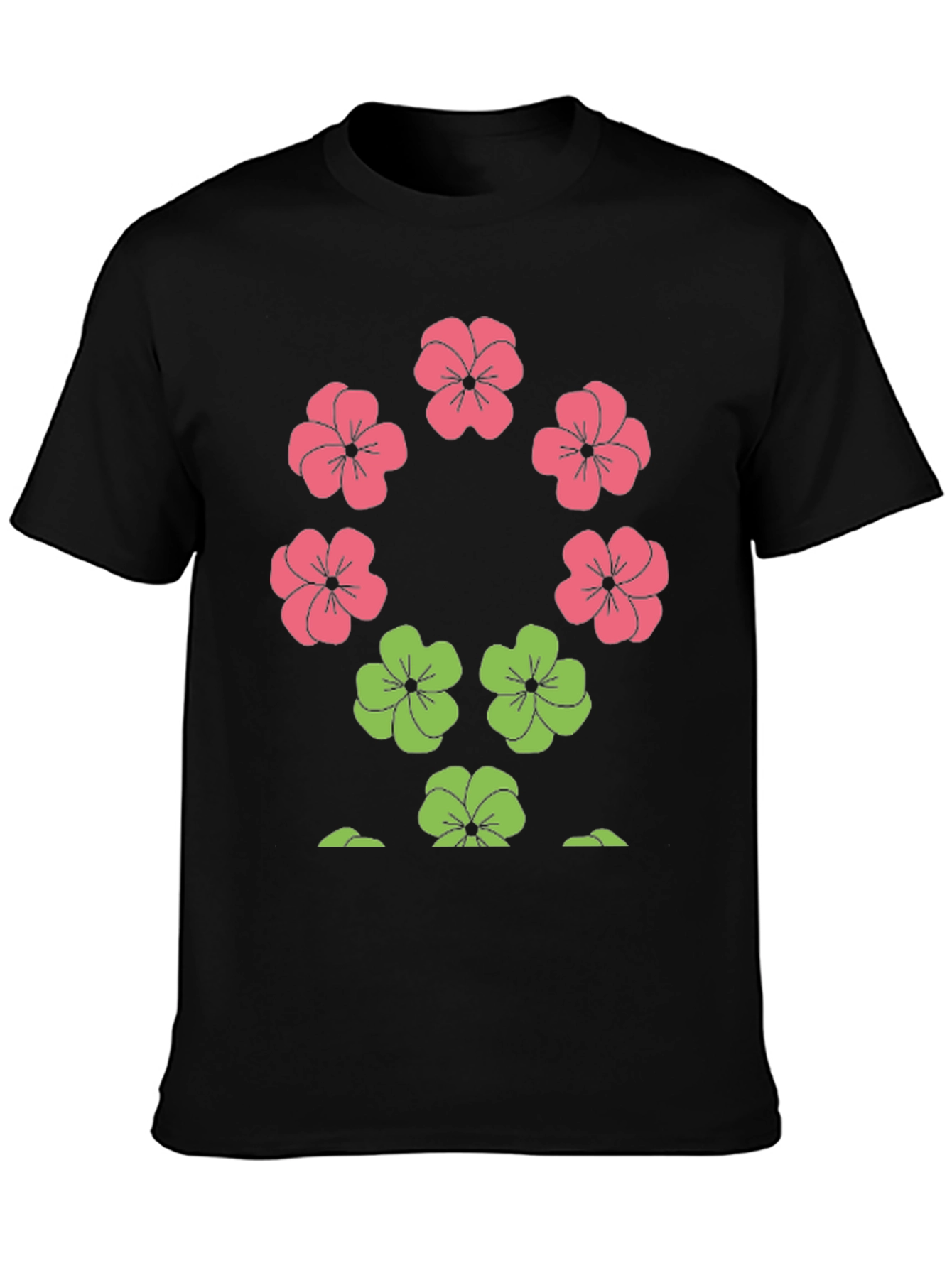 Black Floral Print Crew Neck T-Shirt view 3