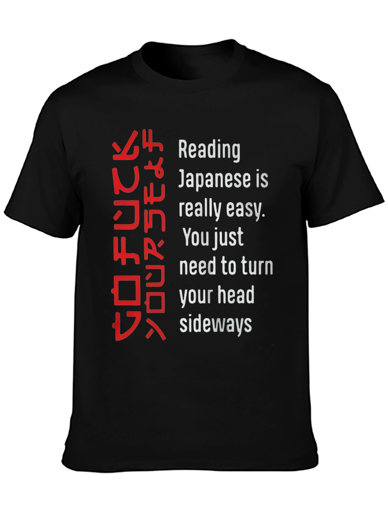 Black Funny Reading Japanese Shirt view 3