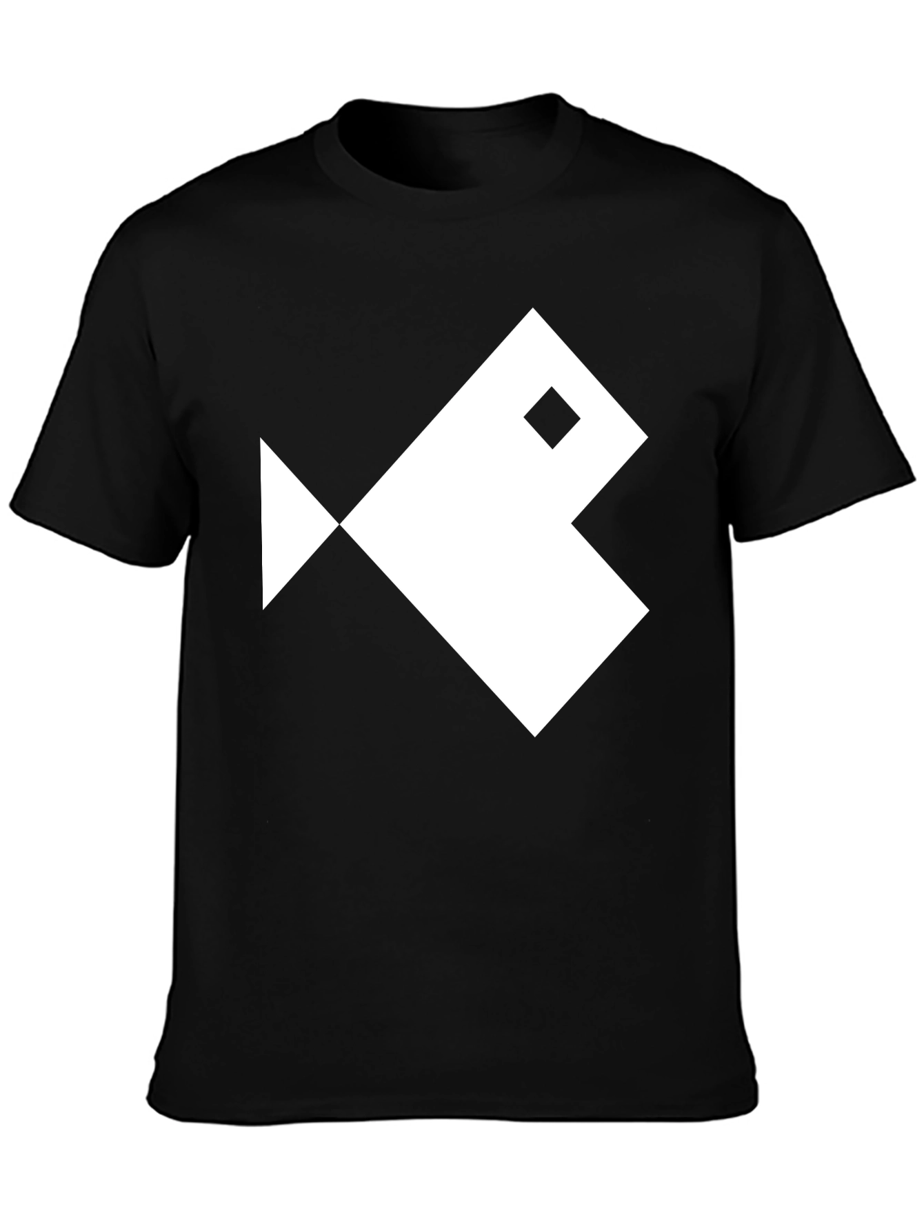 Black Geometric Fish Graphic Tee - Black Cotton T-Shirt view 3