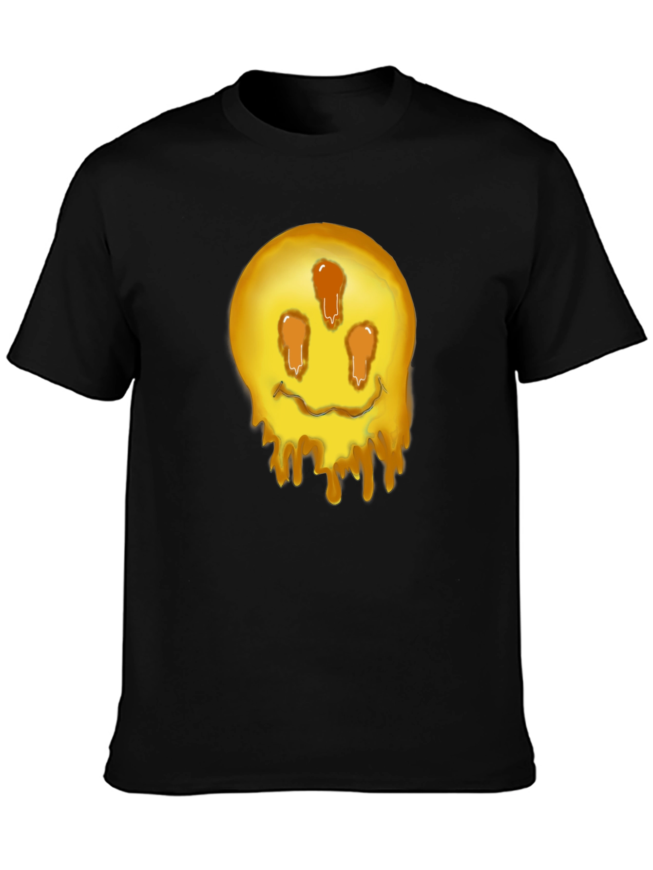 Black Melting Smiley Graphic Tee - Black view 3