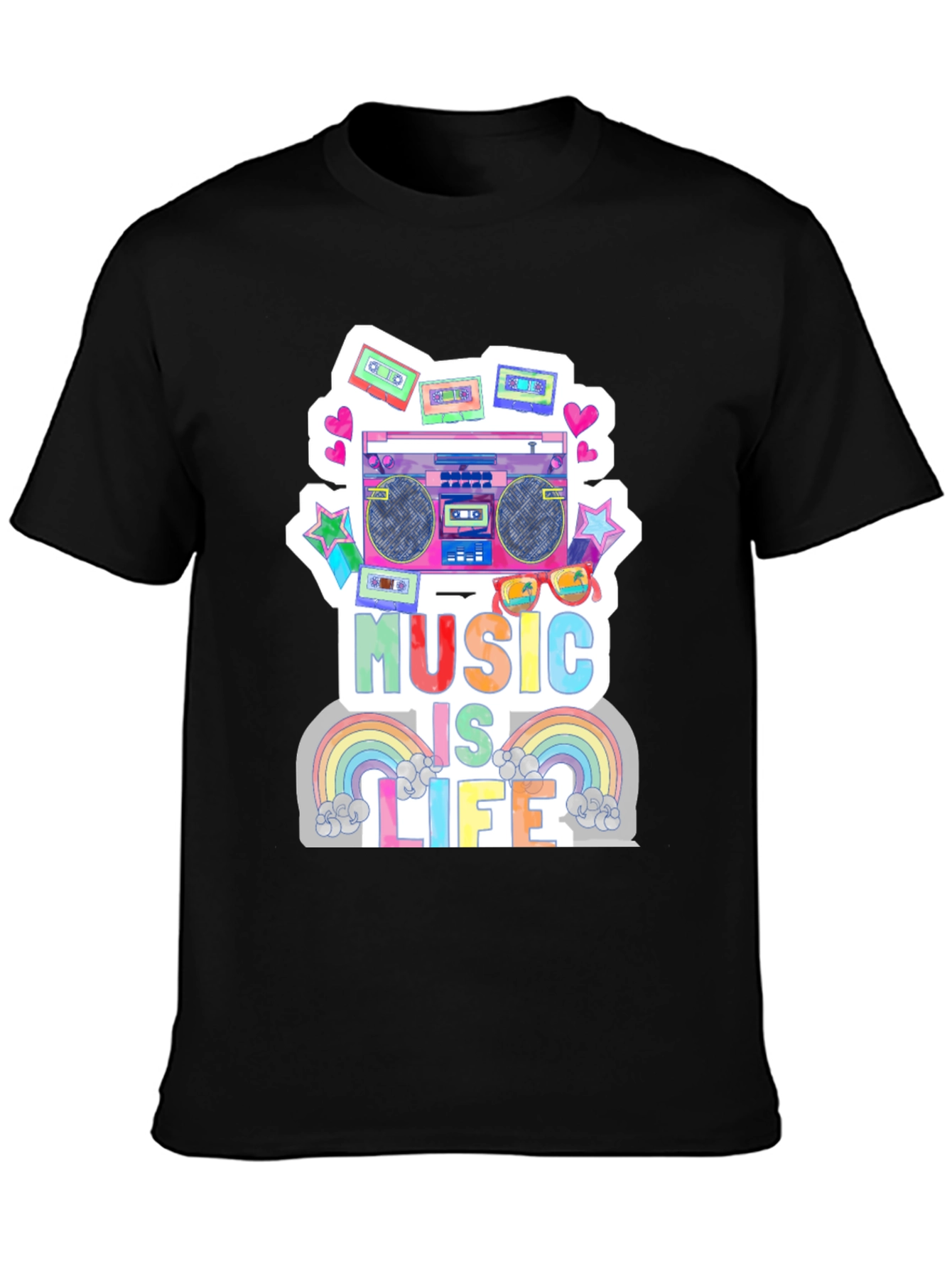 Black Music is Life Graphic Tee - Retro Boombox Design view 3