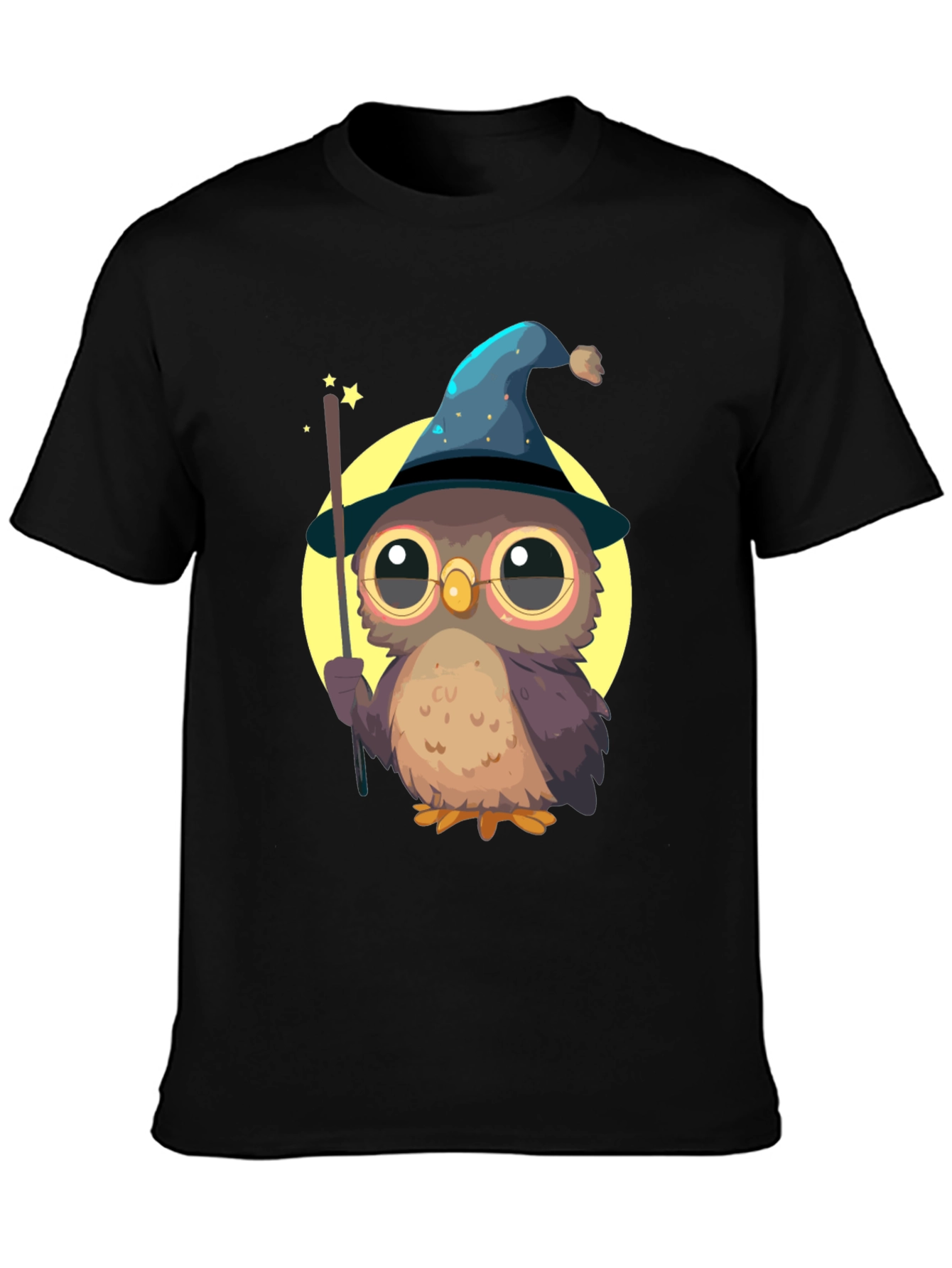 Black Wizard Owl T-Shirt - Cute & Quirky Tee for Magic Lovers view 3