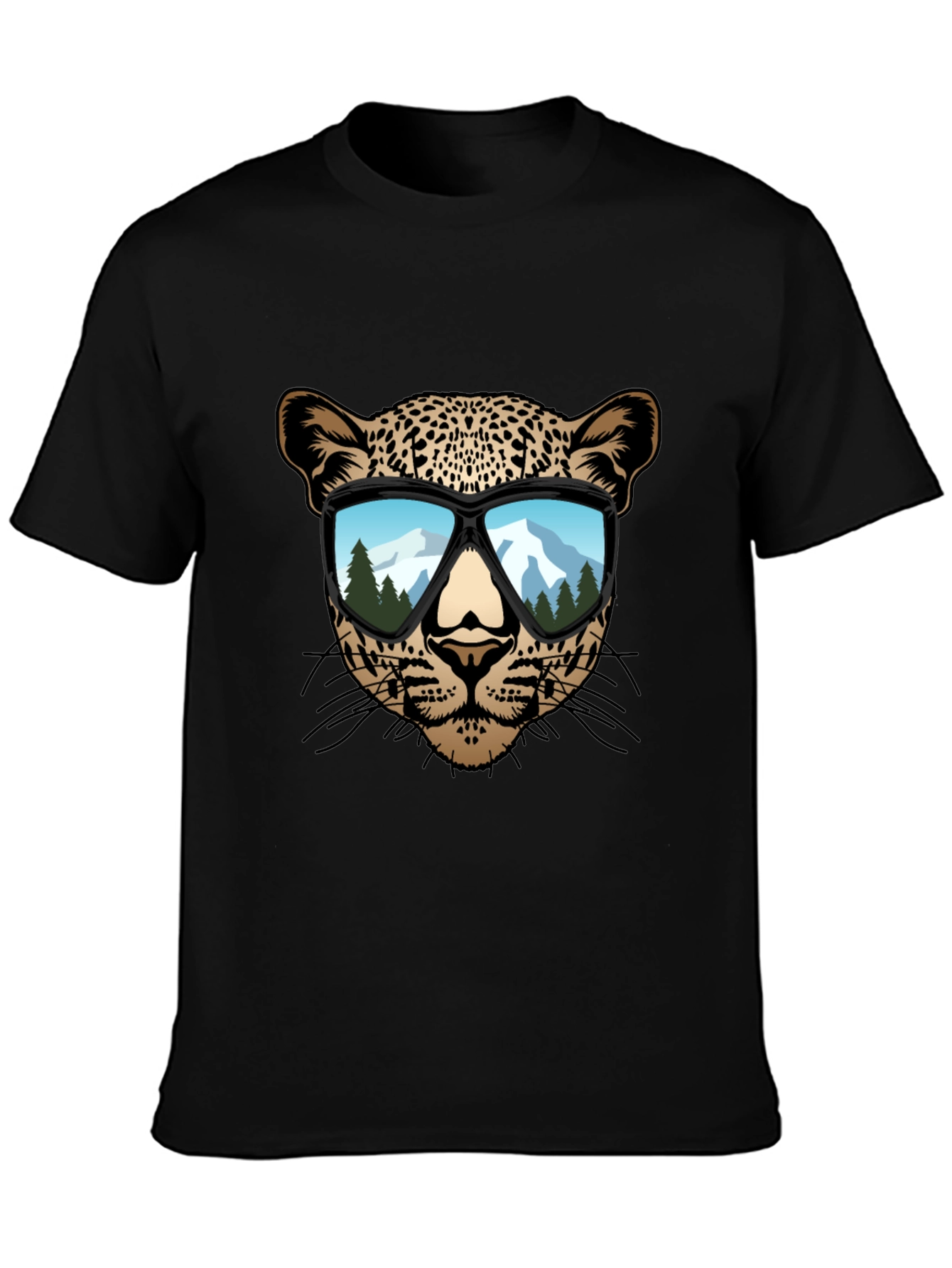 Black Cool Leopard Graphic Tee - Men's Black T-Shirt view 3