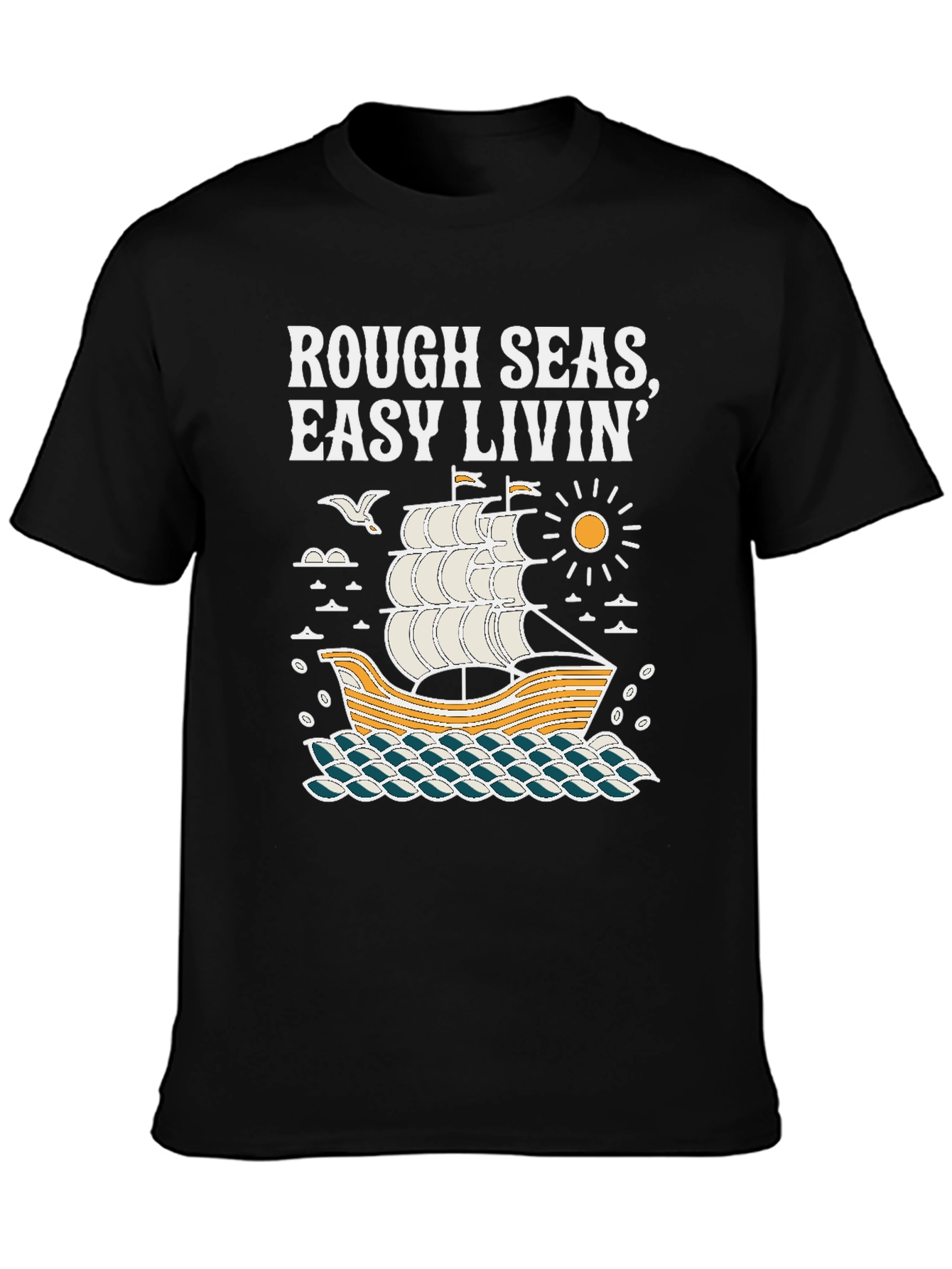Black Rough Seas, Easy Livin' Black Graphic Tee view 3