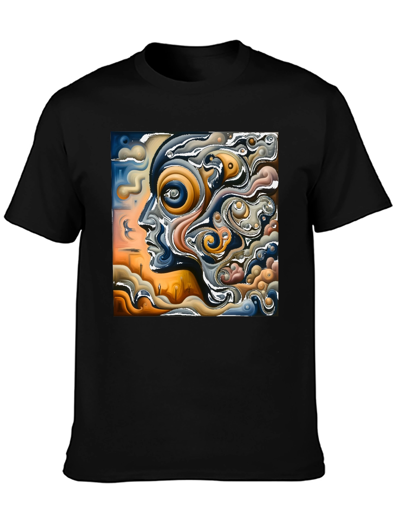 Black Abstract Art Graphic Print Black T-Shirt view 3