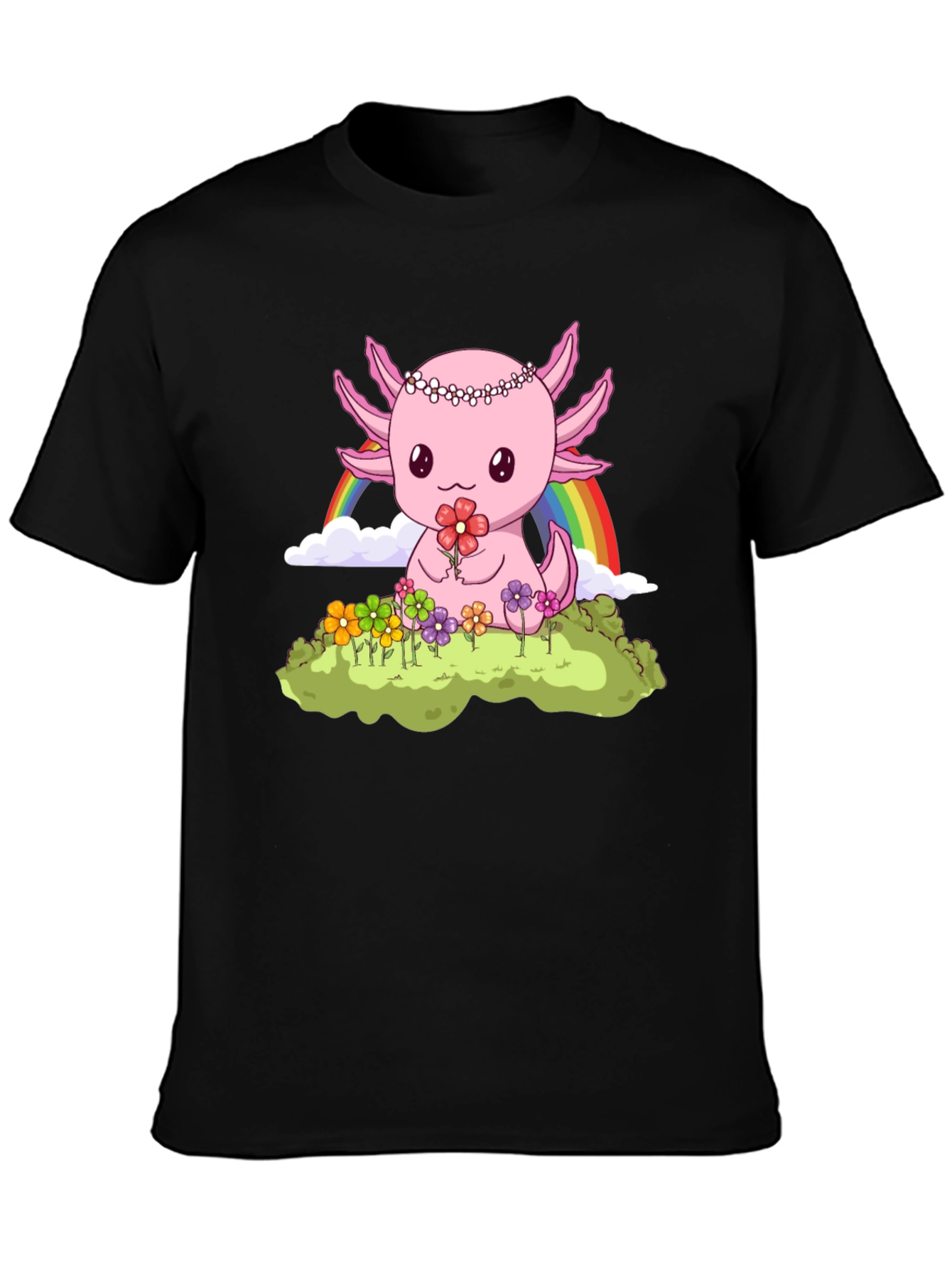 Black Axolotl Rainbow T-Shirt view 3