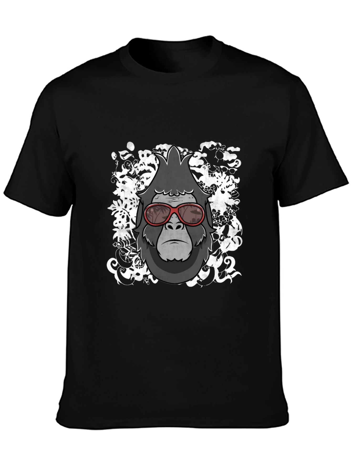 Black Cool Gorilla Graphic Tee - Black Cotton Blend T-Shirt view 3