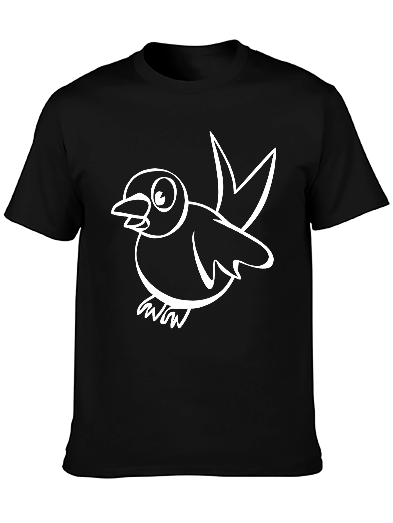 Black Black T-Shirt with White Bird Graphic view 3