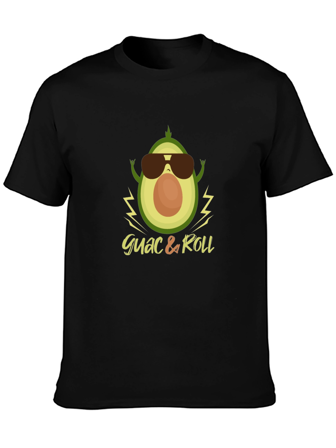 Black Guac & Roll Graphic Tee - Avocado Sunglasses Rock T-Shirt view 3