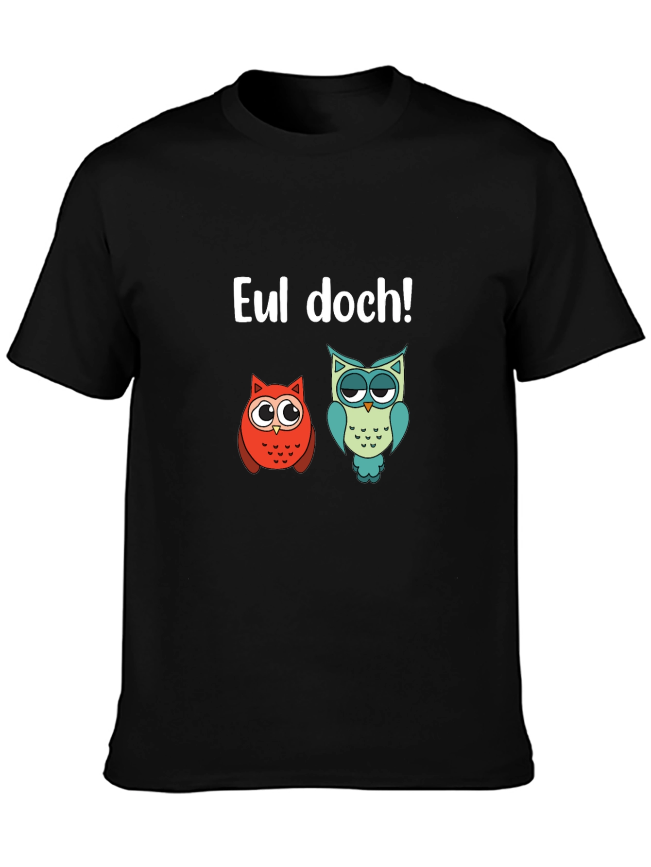Black Funny Owl T-Shirt - EUL DOCH! view 3