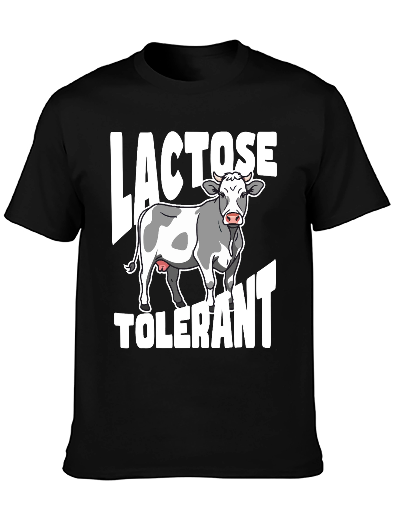 Black Lactose Tolerant T-Shirt with Cow Graphic view 3