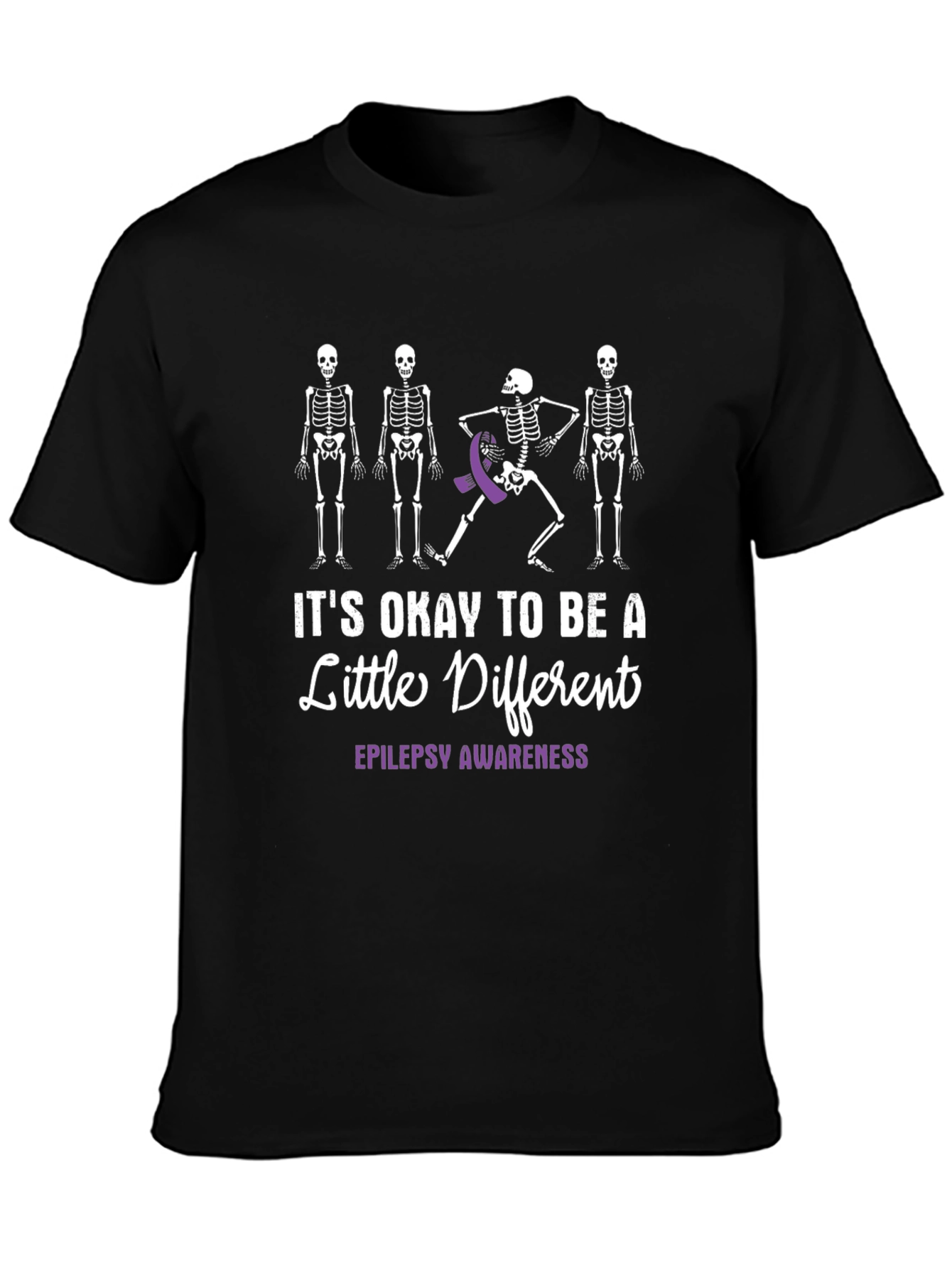 Black Epilepsy Awareness Skeleton T-Shirt view 3
