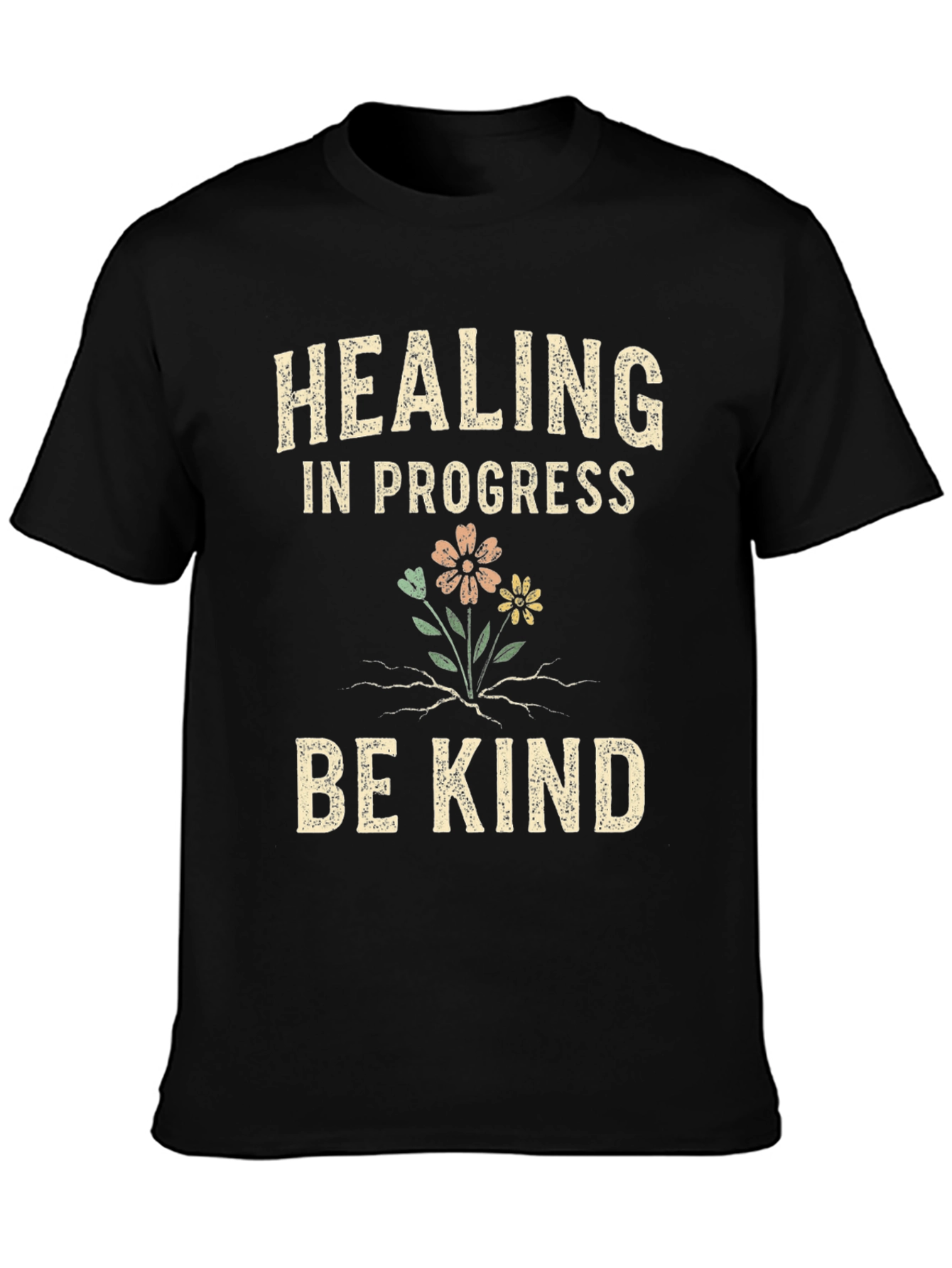 Black Healing In Progress Be Kind Graphic Tee view 3