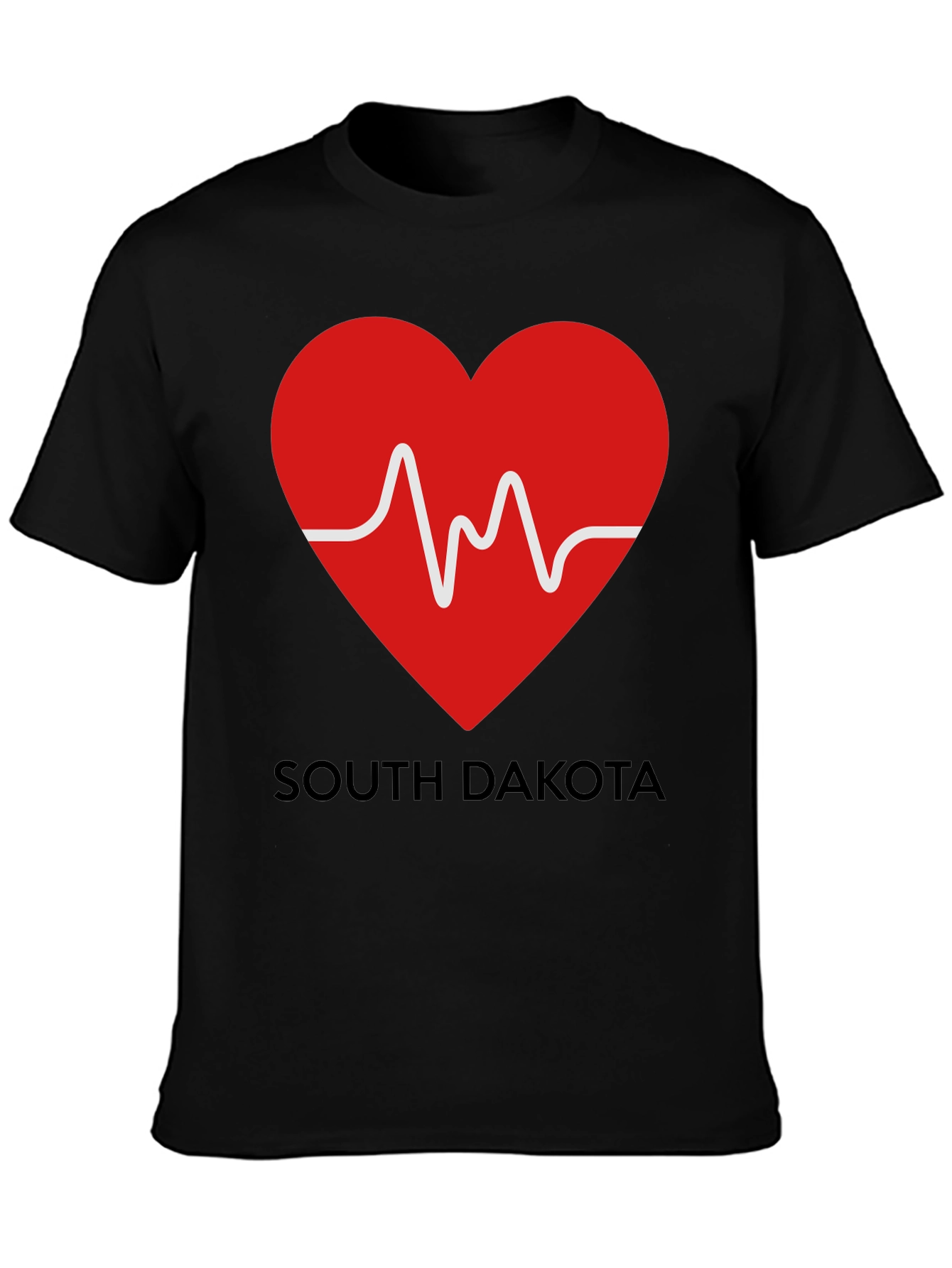 Black South Dakota Heartbeat T-Shirt view 3