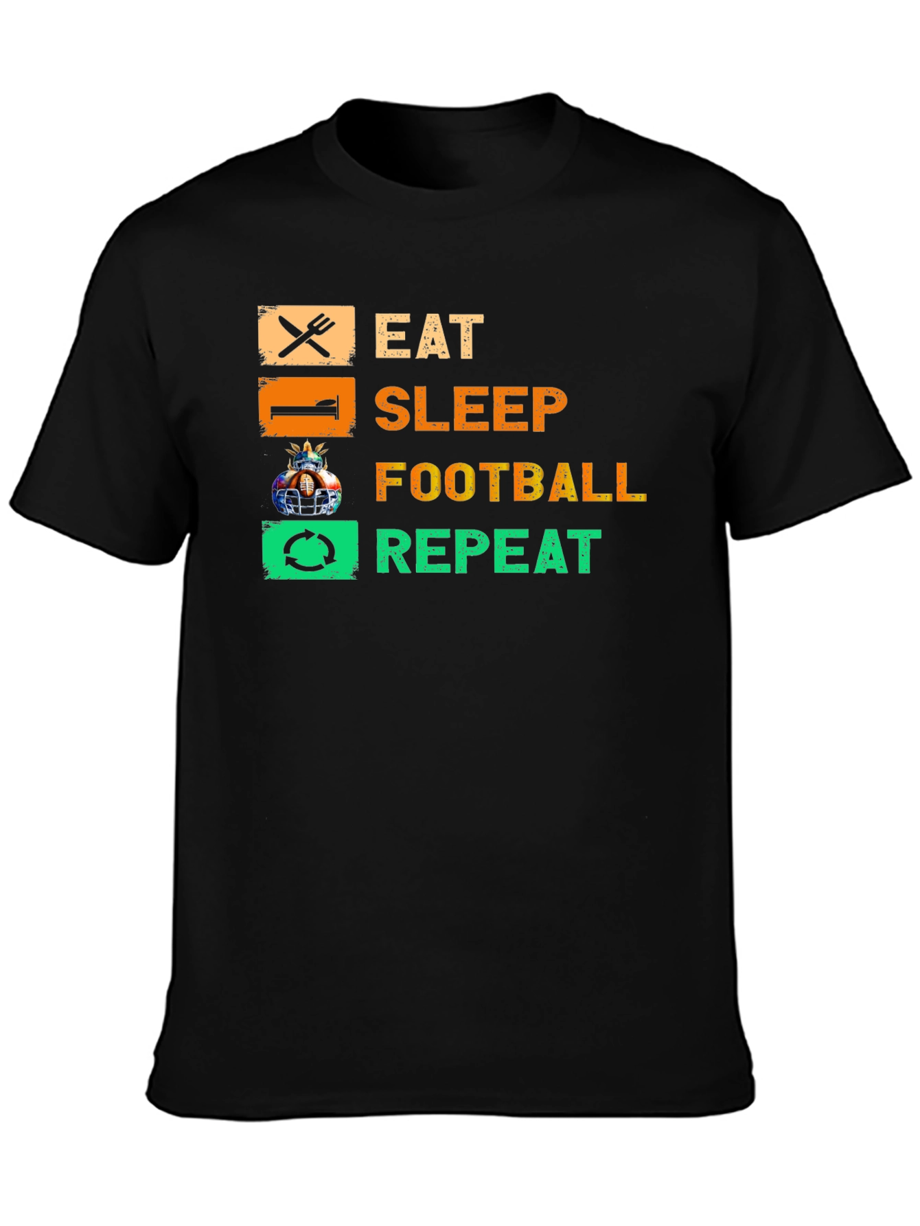 Black Eat Sleep Football Repeat T-Shirt view 3