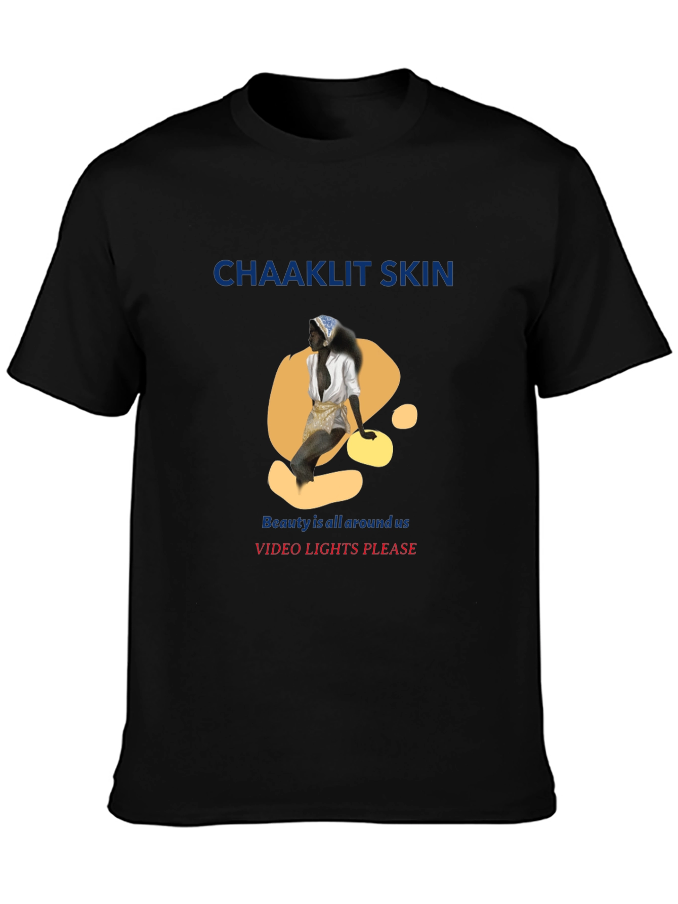 Black Unique Graphic T-Shirt - 'Chaaklit Skin' Design view 3