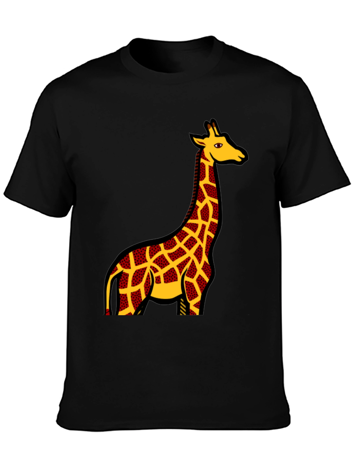 Black Giraffe Print Black T-Shirt view 3