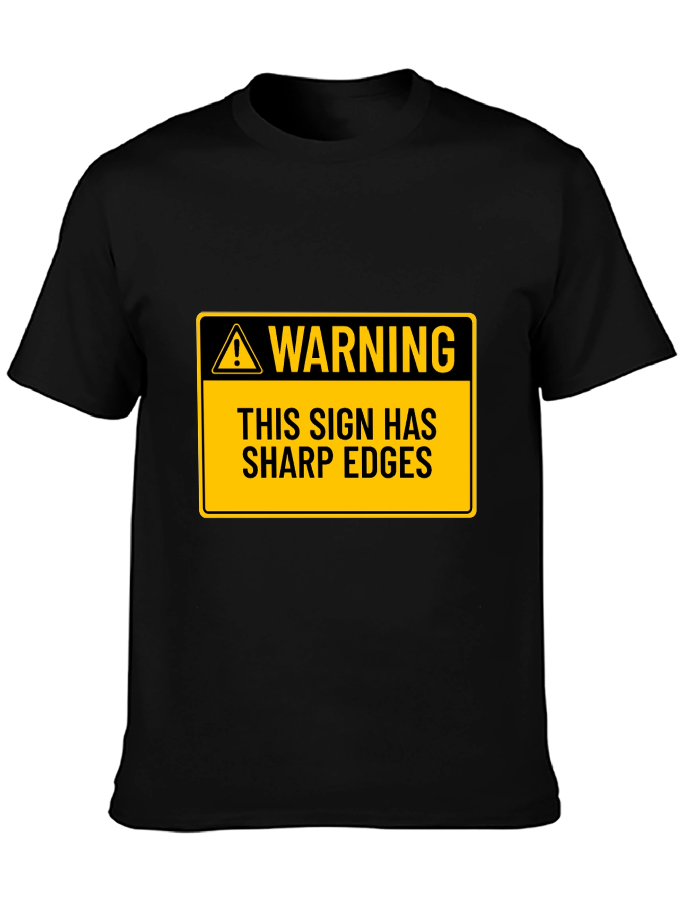 Black Warning Sharp Edges Novelty Graphic Tee view 3