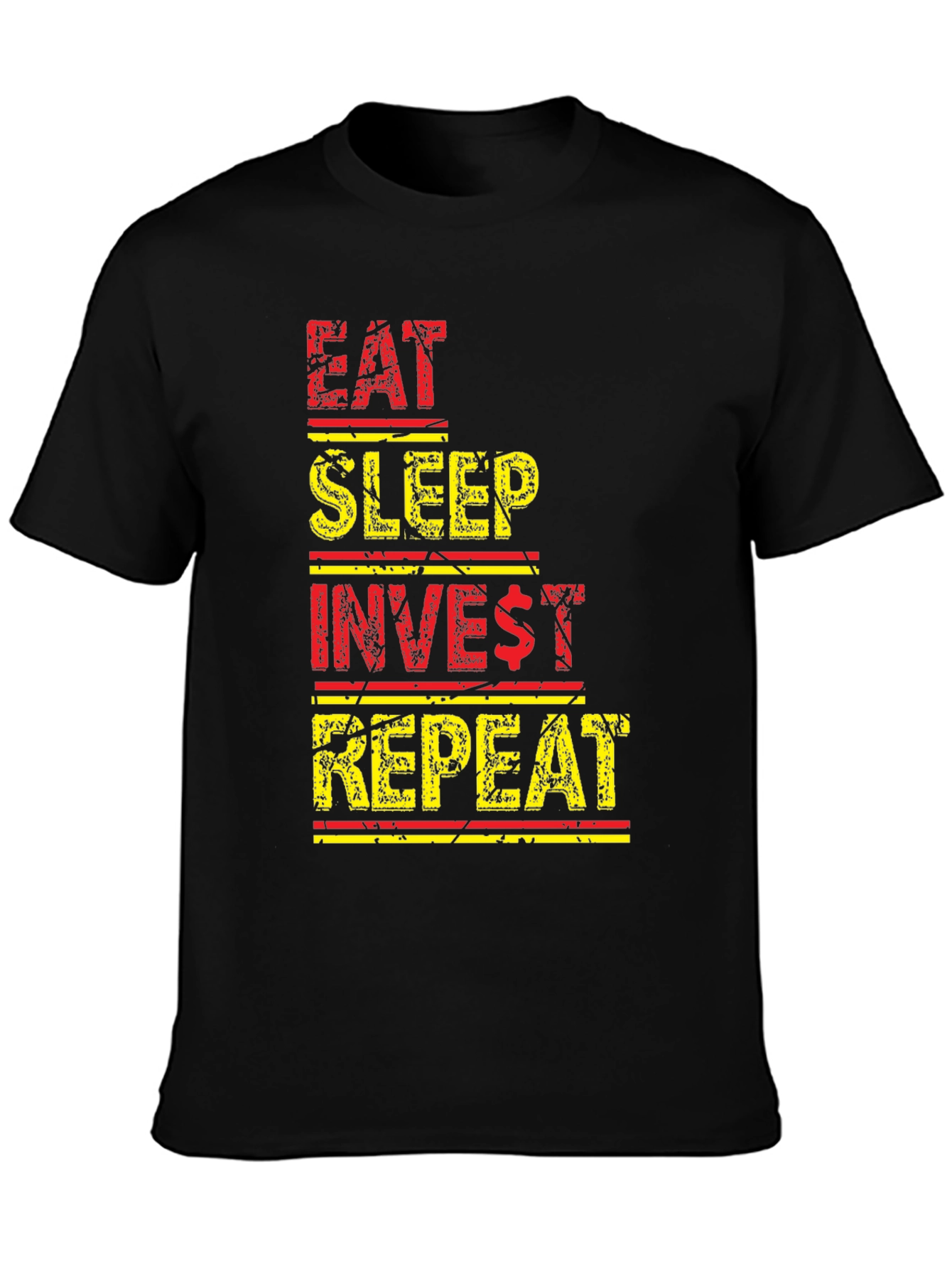 Black Eat Sleep Invest Repeat Black Graphic Tee view 3