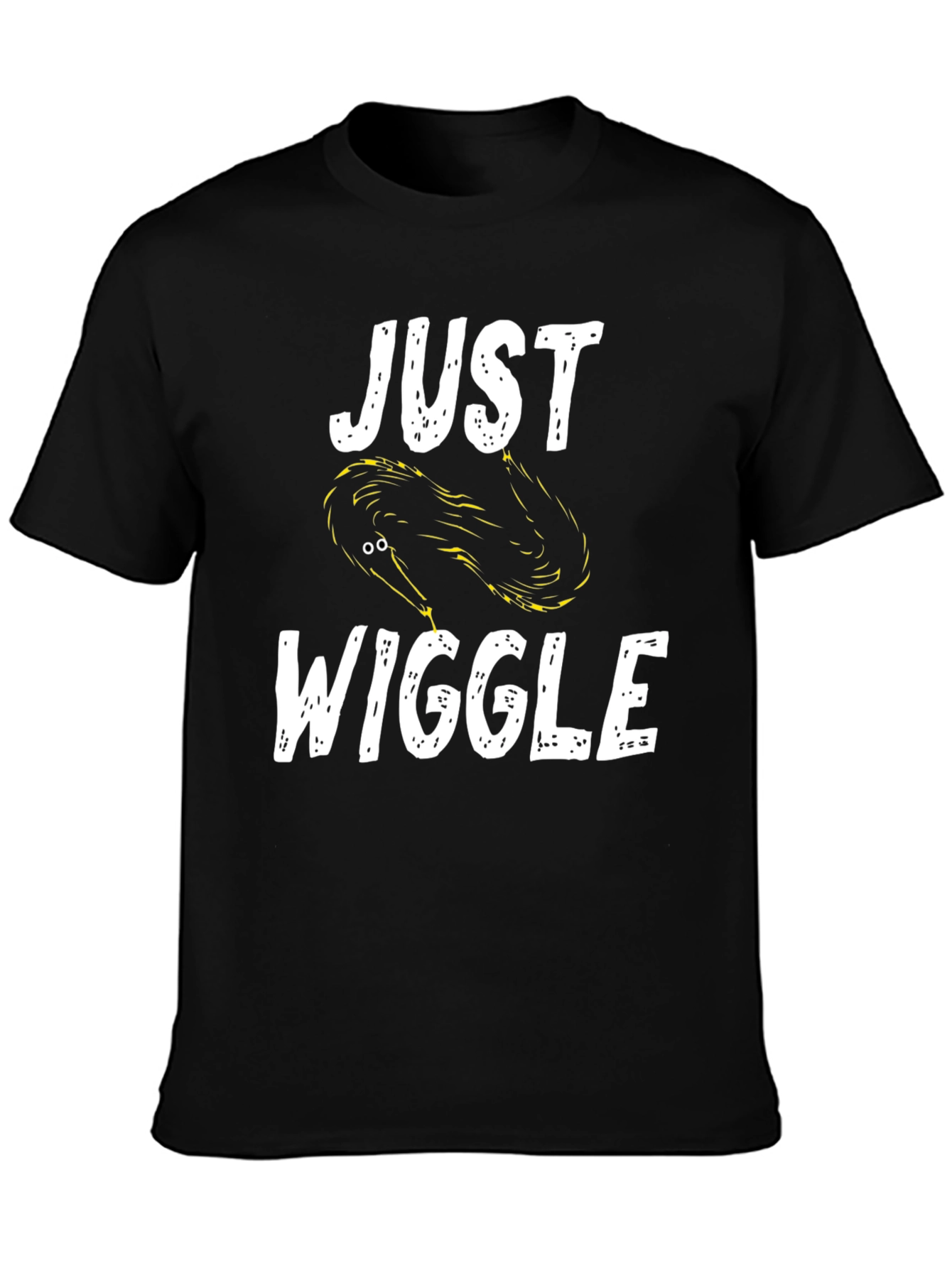 Black Just Wiggle T-Shirt - Funny Worm Design view 3