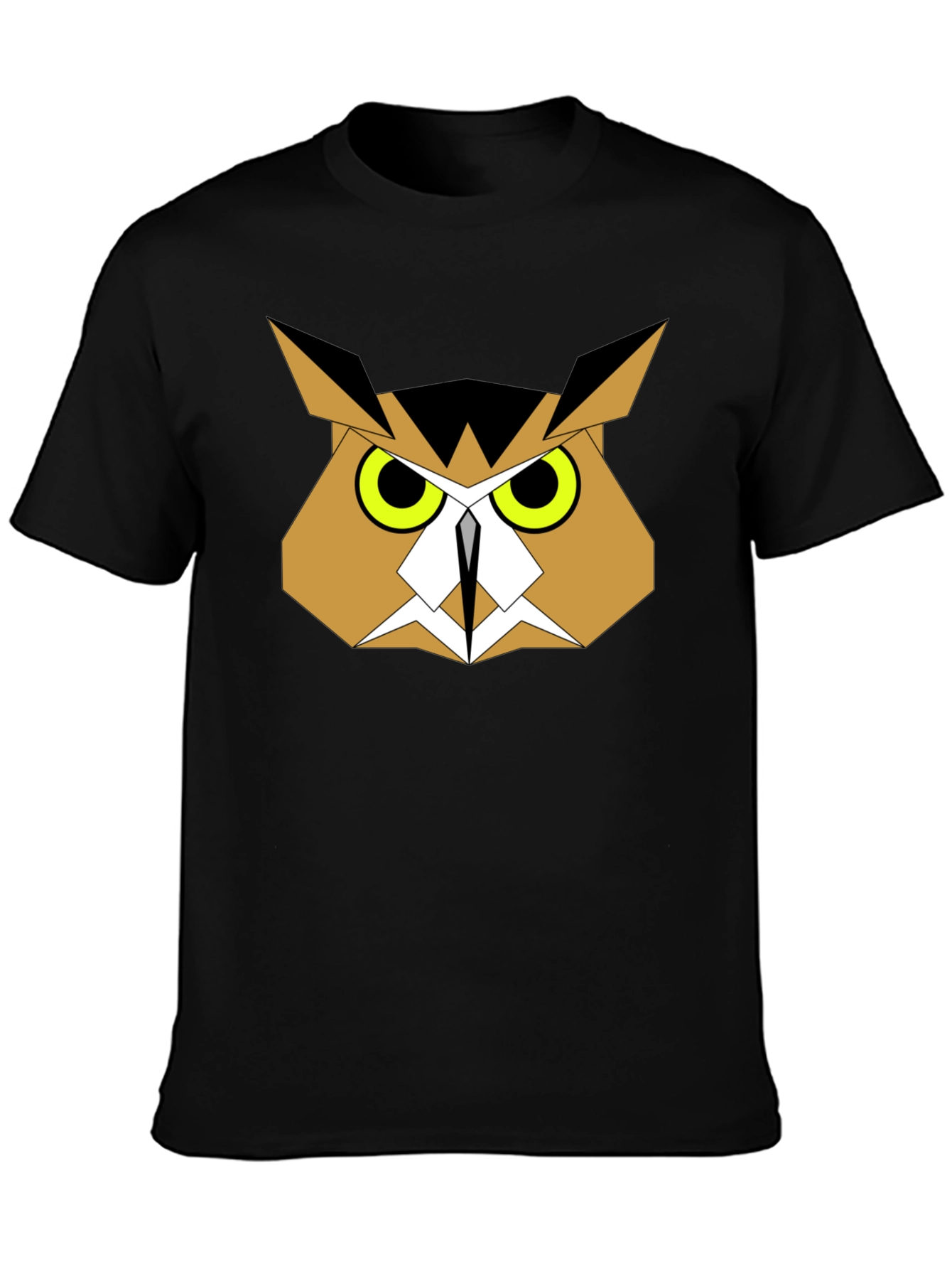 Black Geometric Owl Graphic Tee - Black Cotton view 3