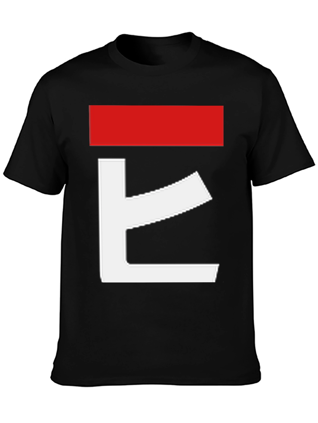 Black Abstract Graphic Tee - Red and White Design on Black view 3