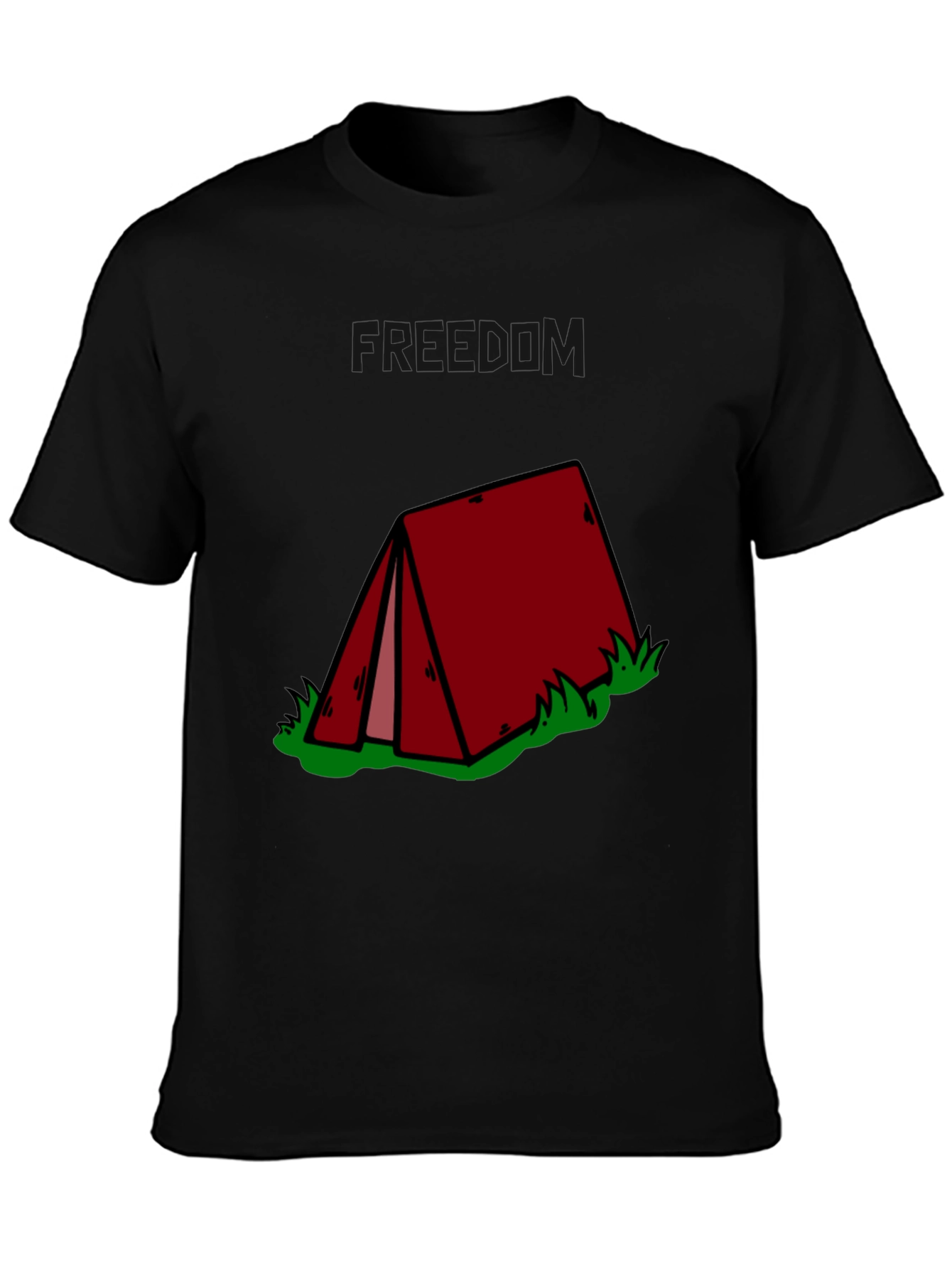 Camping Tent Graphic Tee - Black Cotton T-Shirt - 3