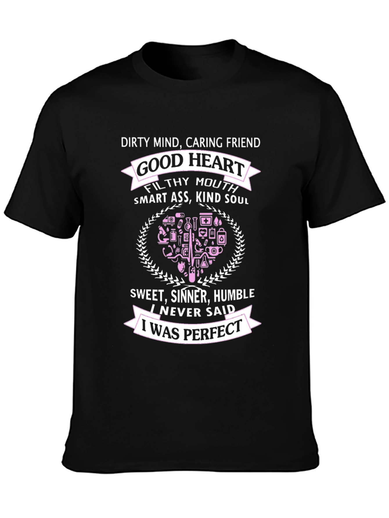 Black Good Heart Graphic T-Shirt - Sinner Humble Perfect view 3