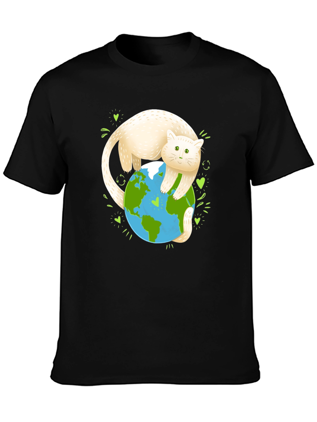 Black Cat Hugging Earth Graphic Tee view 3