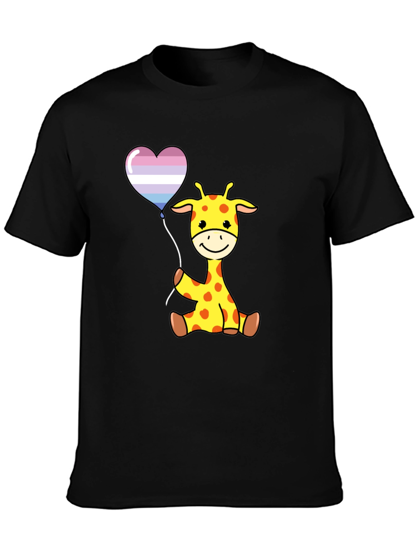 Black Giraffe Balloon Graphic Tee - Soft Cotton Comfort view 3