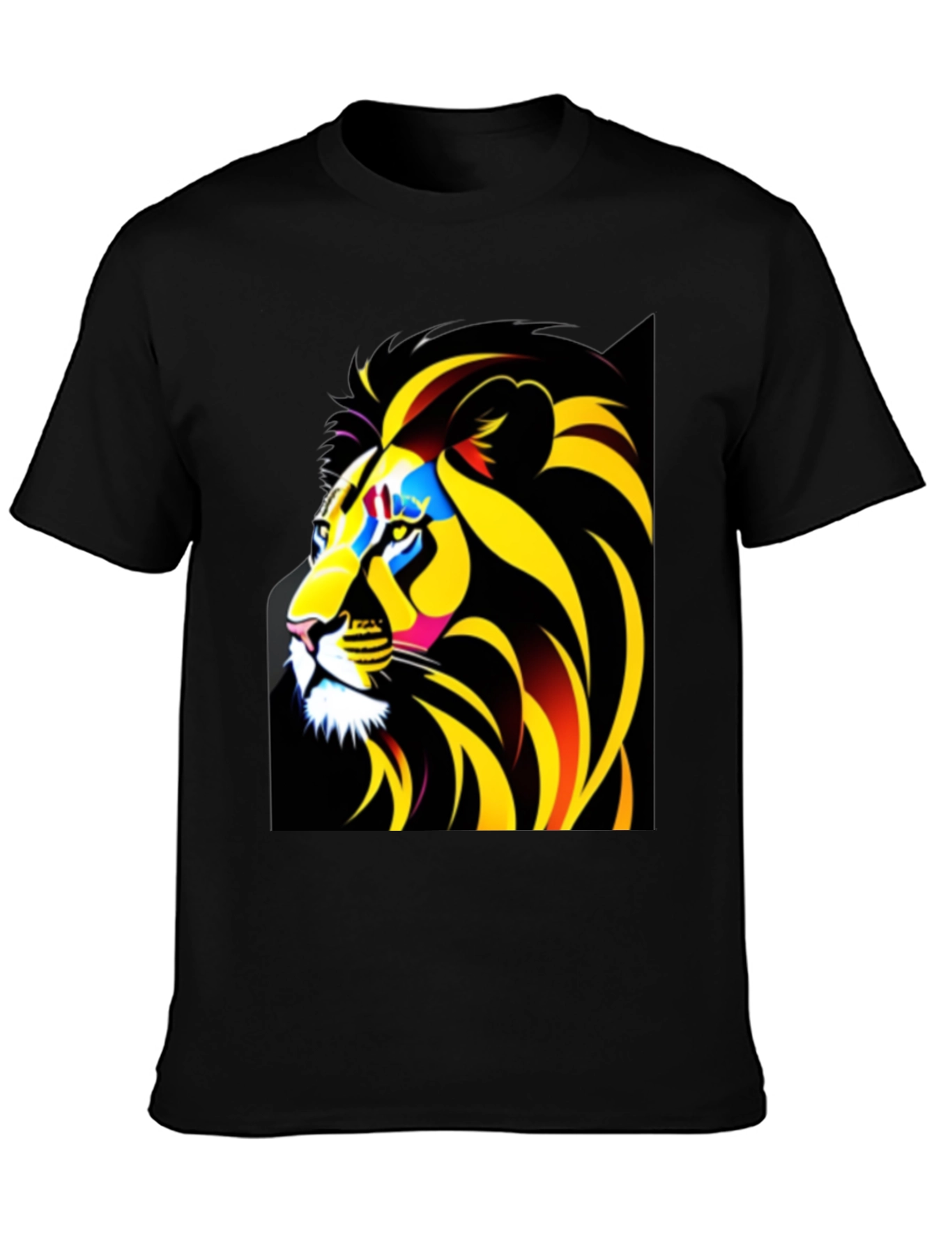 Black Bold Lion Graphic Tee - Black Cotton T-Shirt view 3