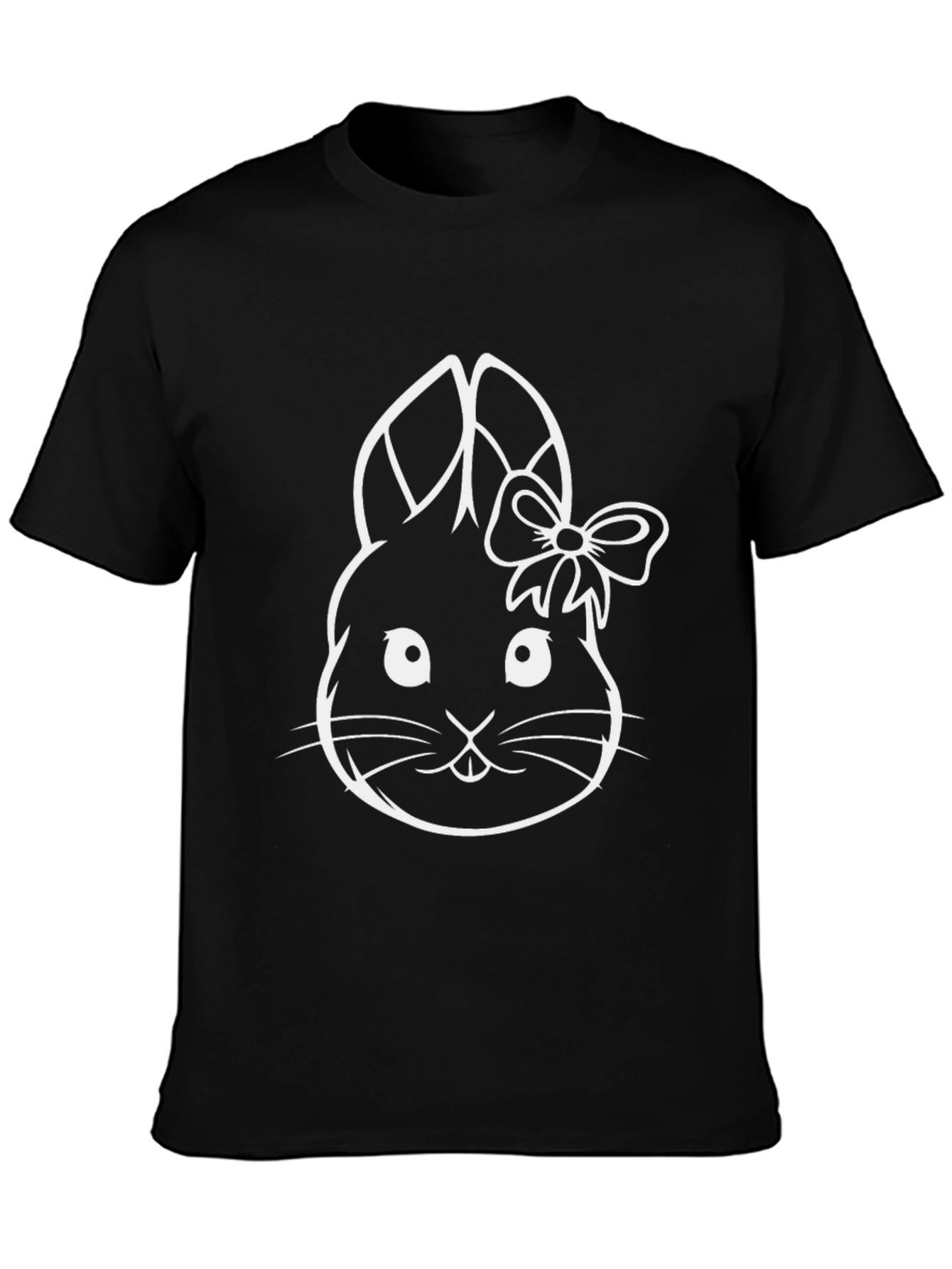 Black Cute Bunny Graphic Tee - Black view 3
