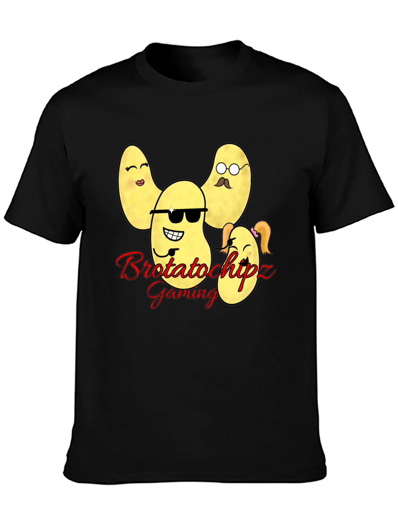 Black Brotatochipz Gaming T-Shirt - Funny Potato Family Tee view 3