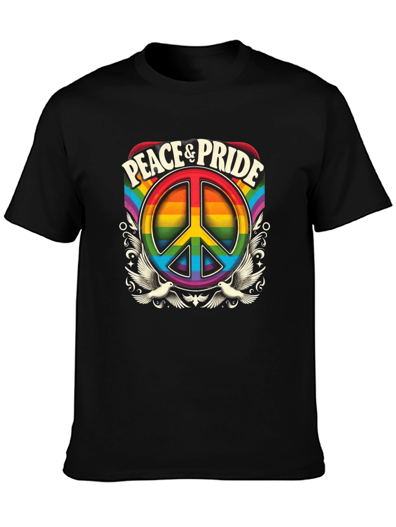 Black Peace & Pride Rainbow Graphic T-Shirt view 3