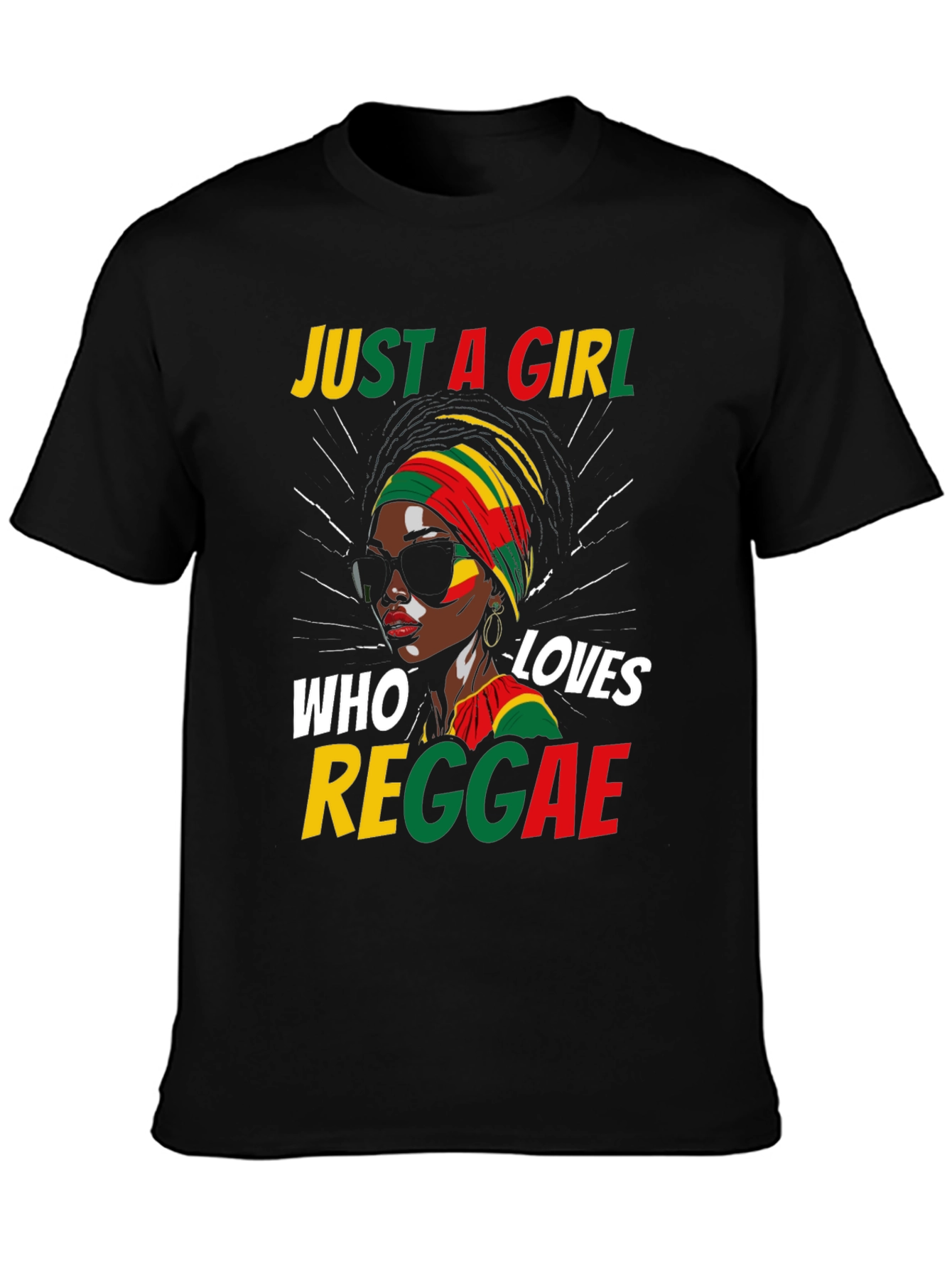 Black Just a Girl Who Loves Reggae Black T-Shirt view 3