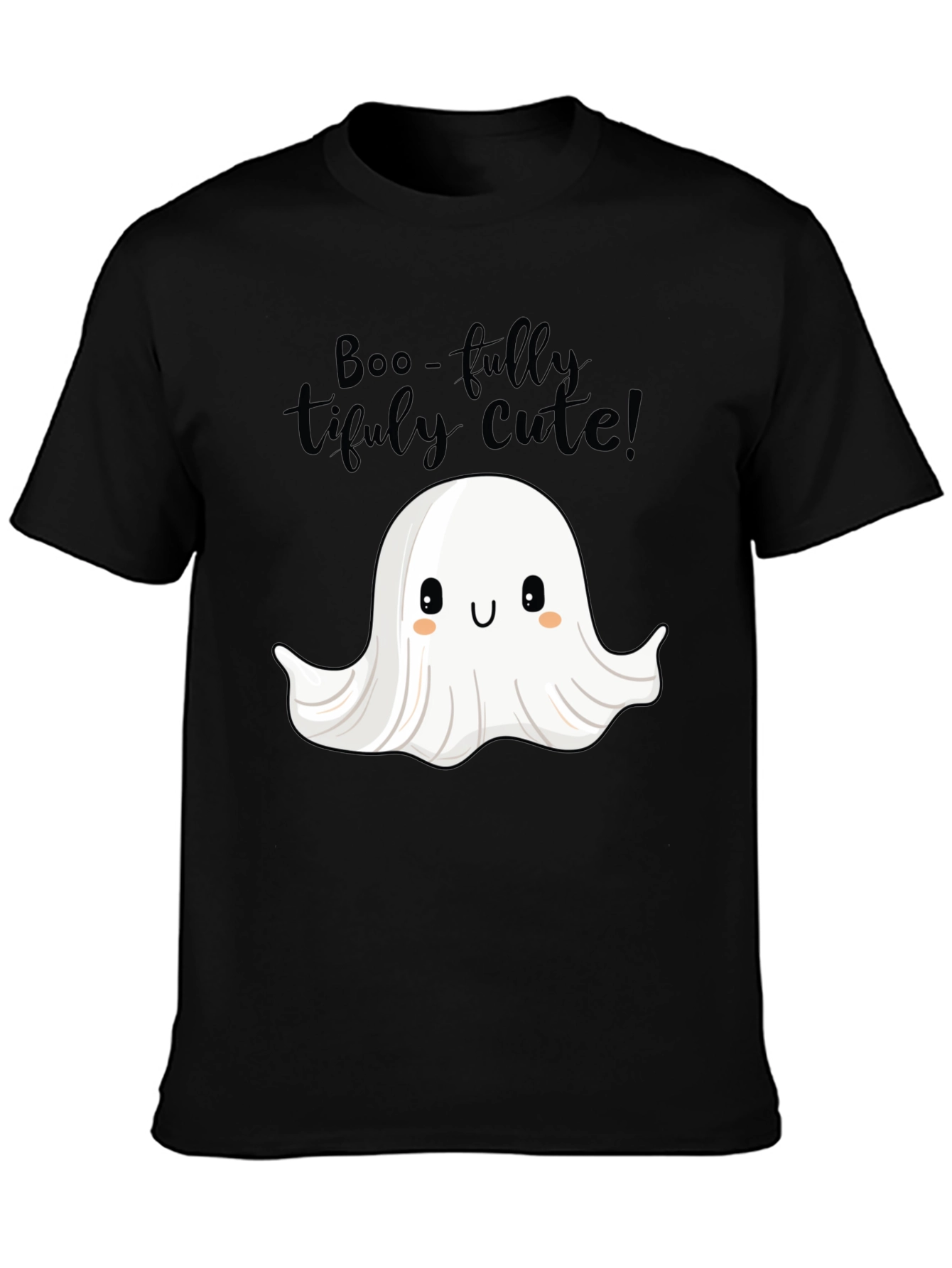 Black Boo-tifully Cute Ghost T-Shirt view 3