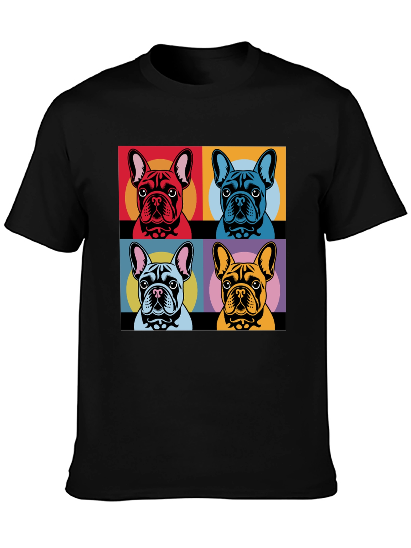 Black Pop Art French Bulldog T-Shirt view 3