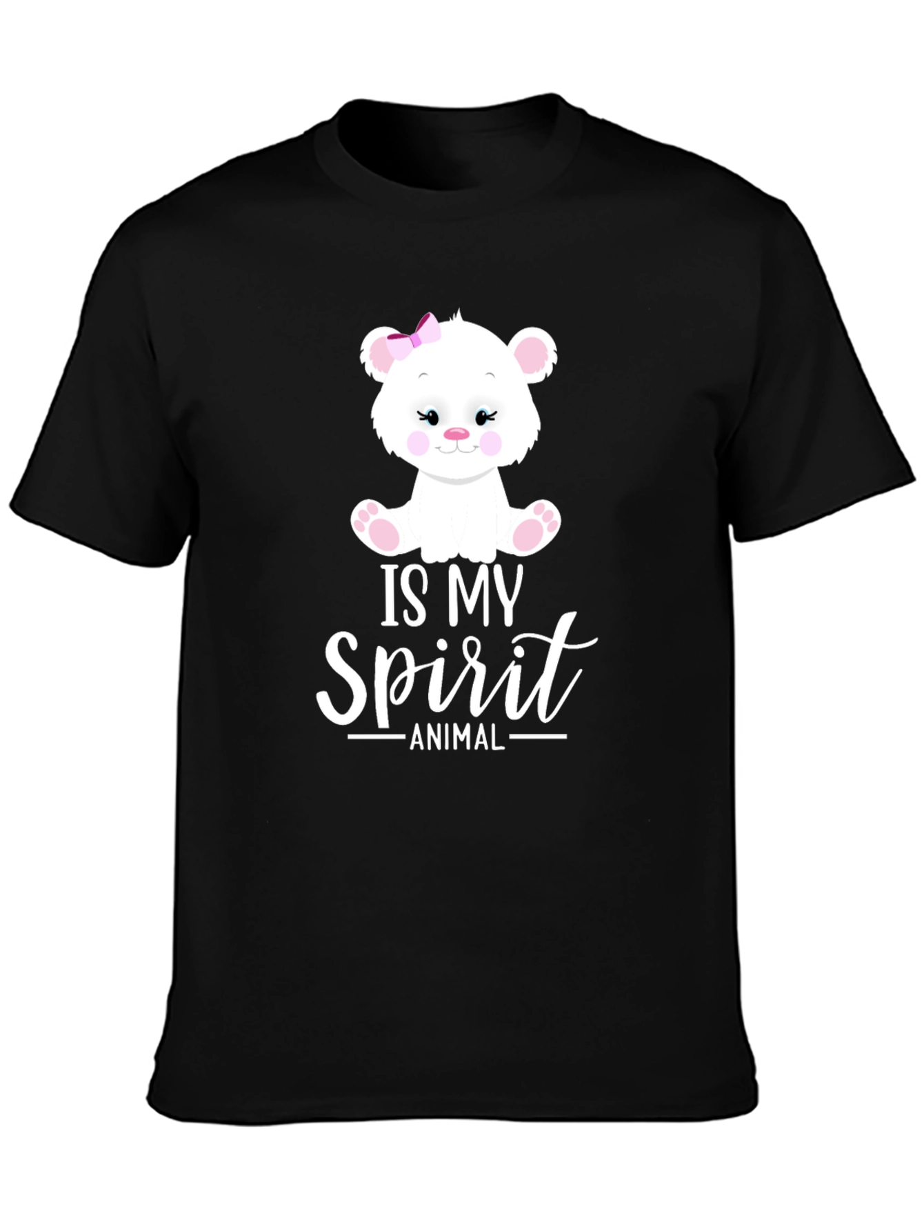 Black Cute Bear Spirit Animal Black T-Shirt view 3