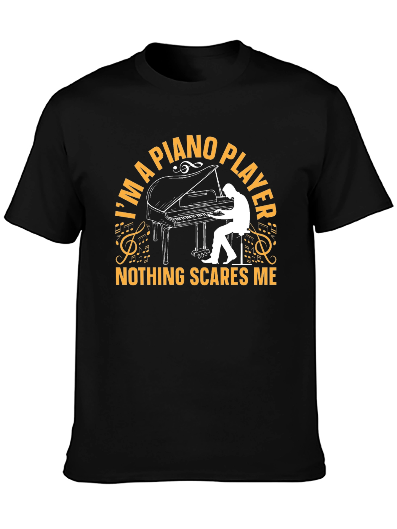 Black Piano Player Graphic T-Shirt - Music Lover Tee view 3