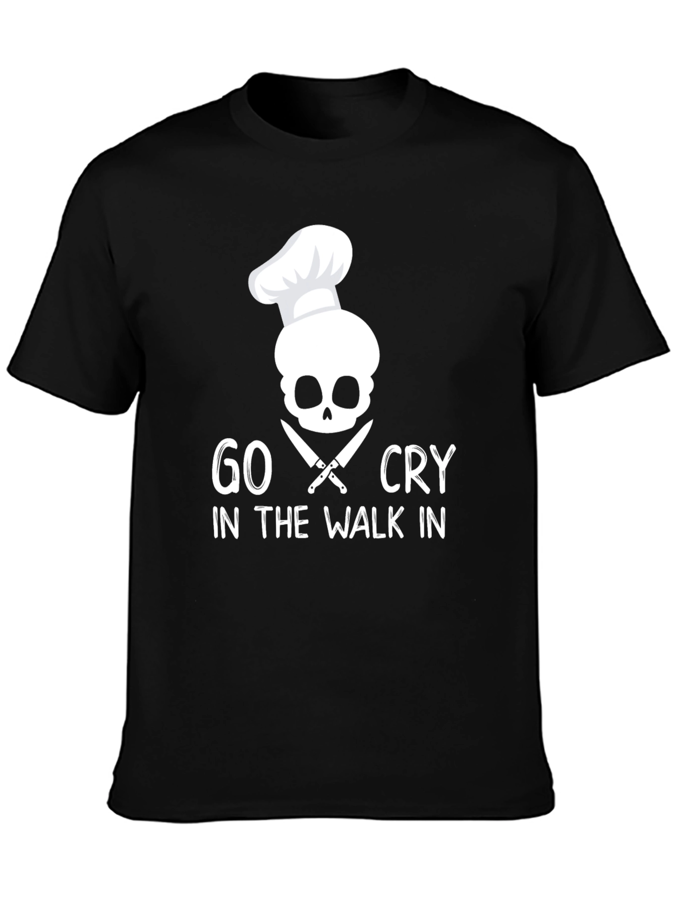 Black Go Cry in the Walk In Chef Skull T-Shirt view 3