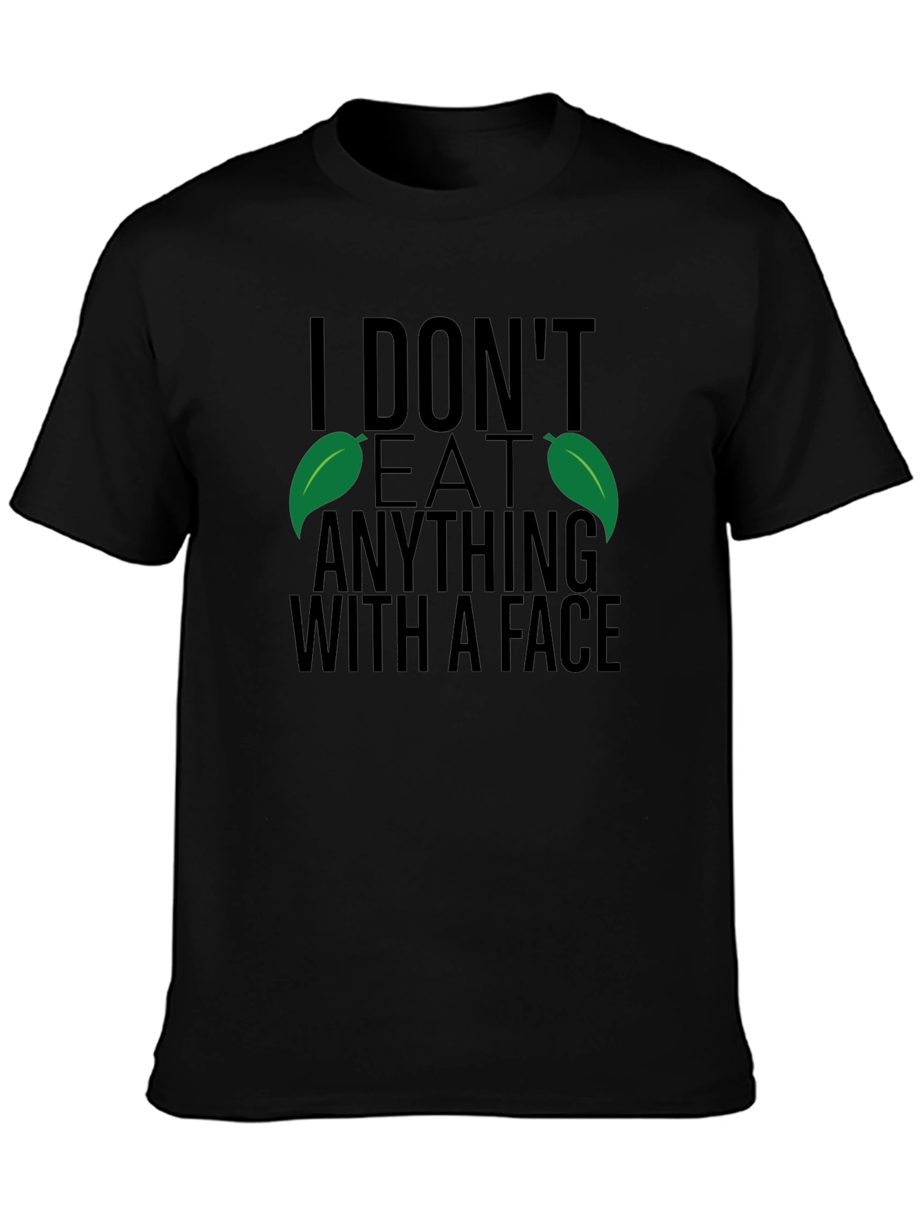 Black Vegan T-Shirt - I Don't Eat Anything With A Face view 3