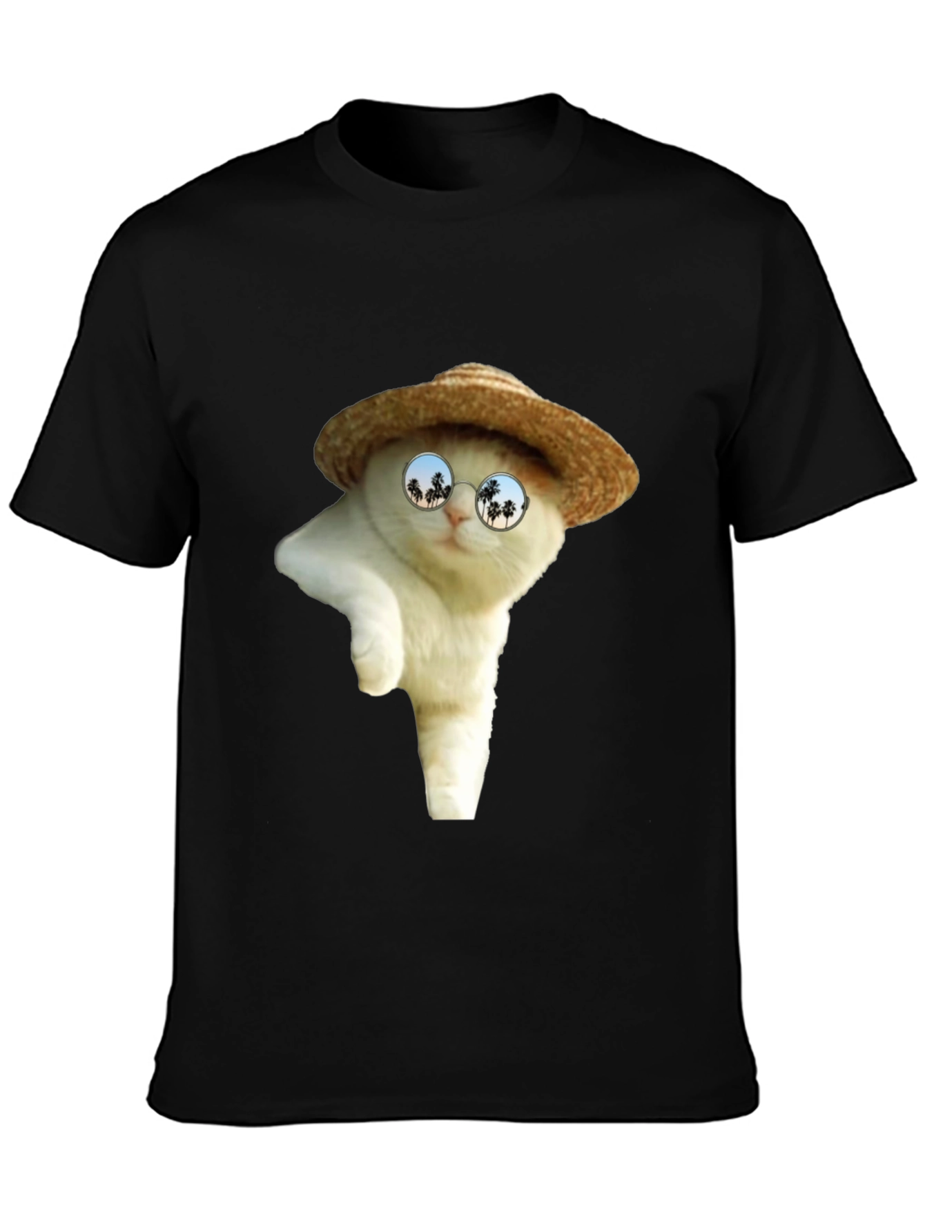 Black Cat in Hat T-Shirt view 3